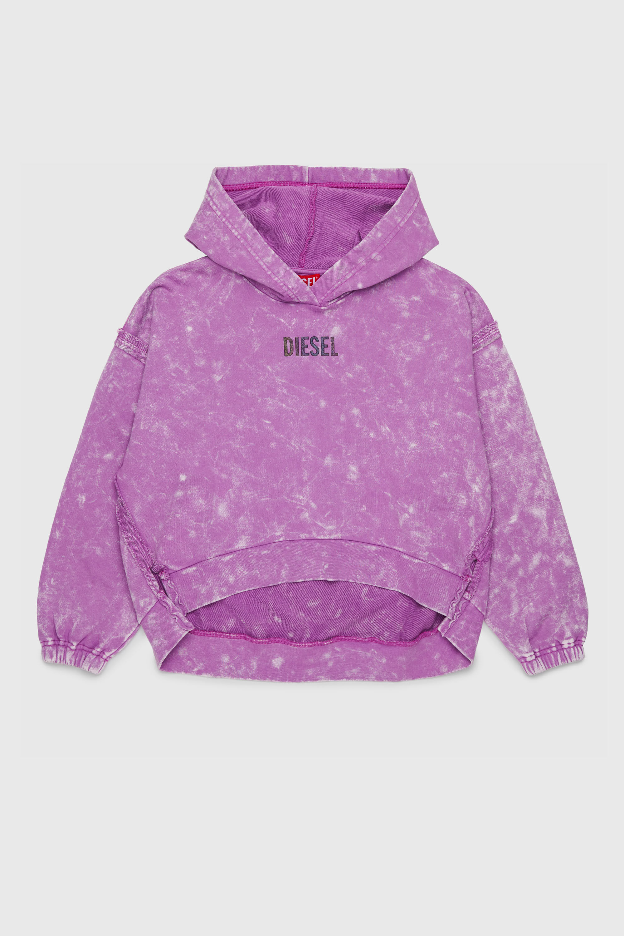 Diesel - SLOXY, Woman's Tie-dye-effect hoodie with rainbow logo in Violet - 1