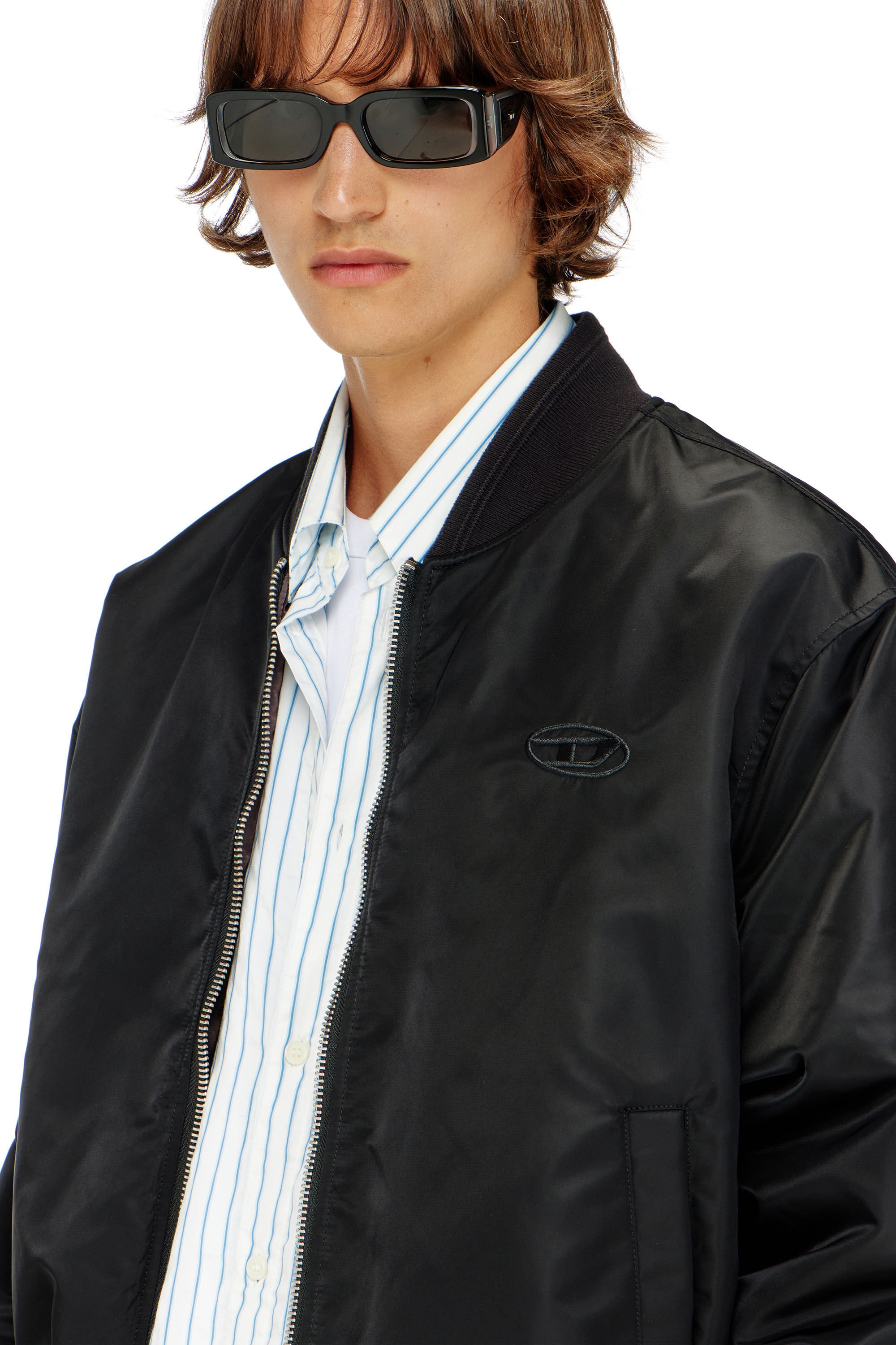 Diesel - W-TYPE-D1, Man's Padded bomber jacket with Oval D embroidery in Black - 5