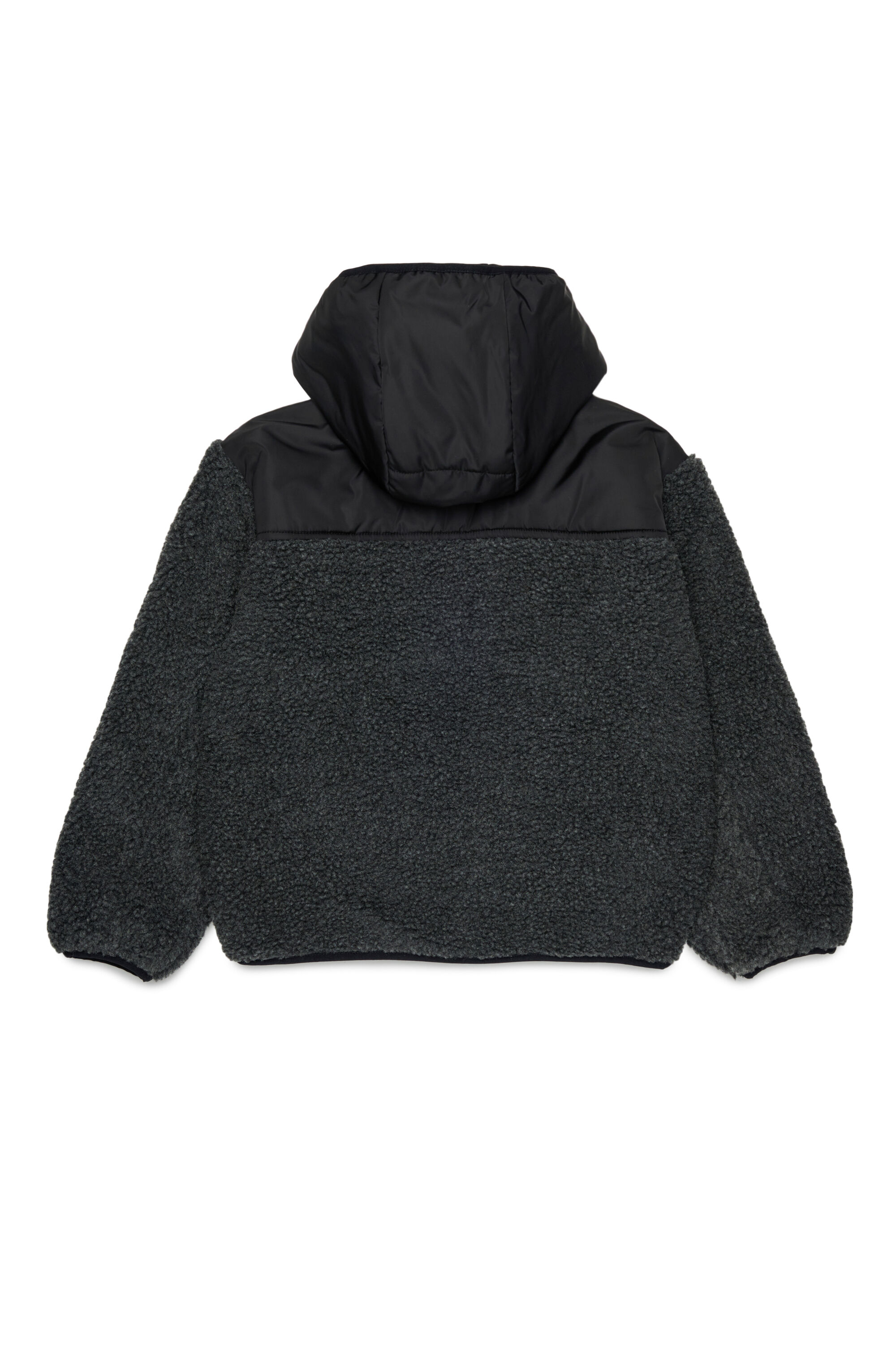 Diesel - JSHEAR, Man's Hooded jacket in nylon and teddy fleece in Black - 2