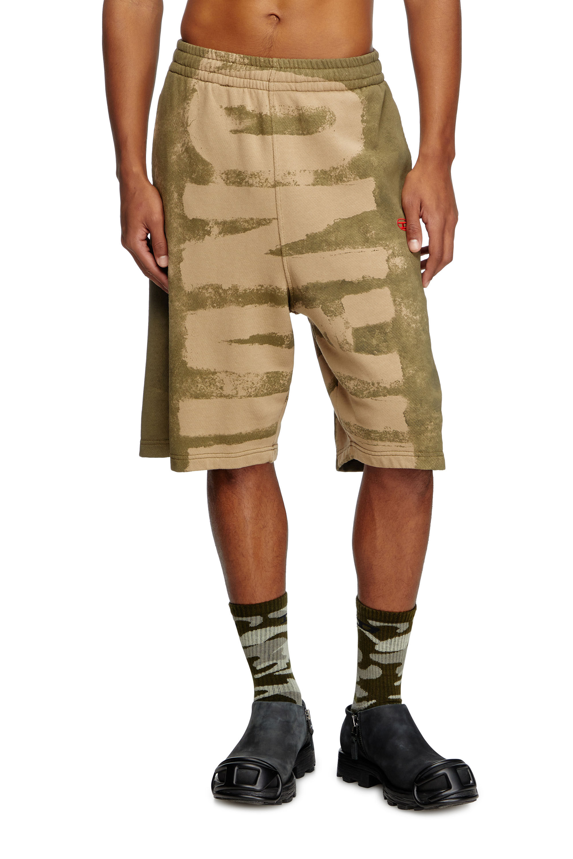 Women s Sweat shorts with Damiano print Green Diesel