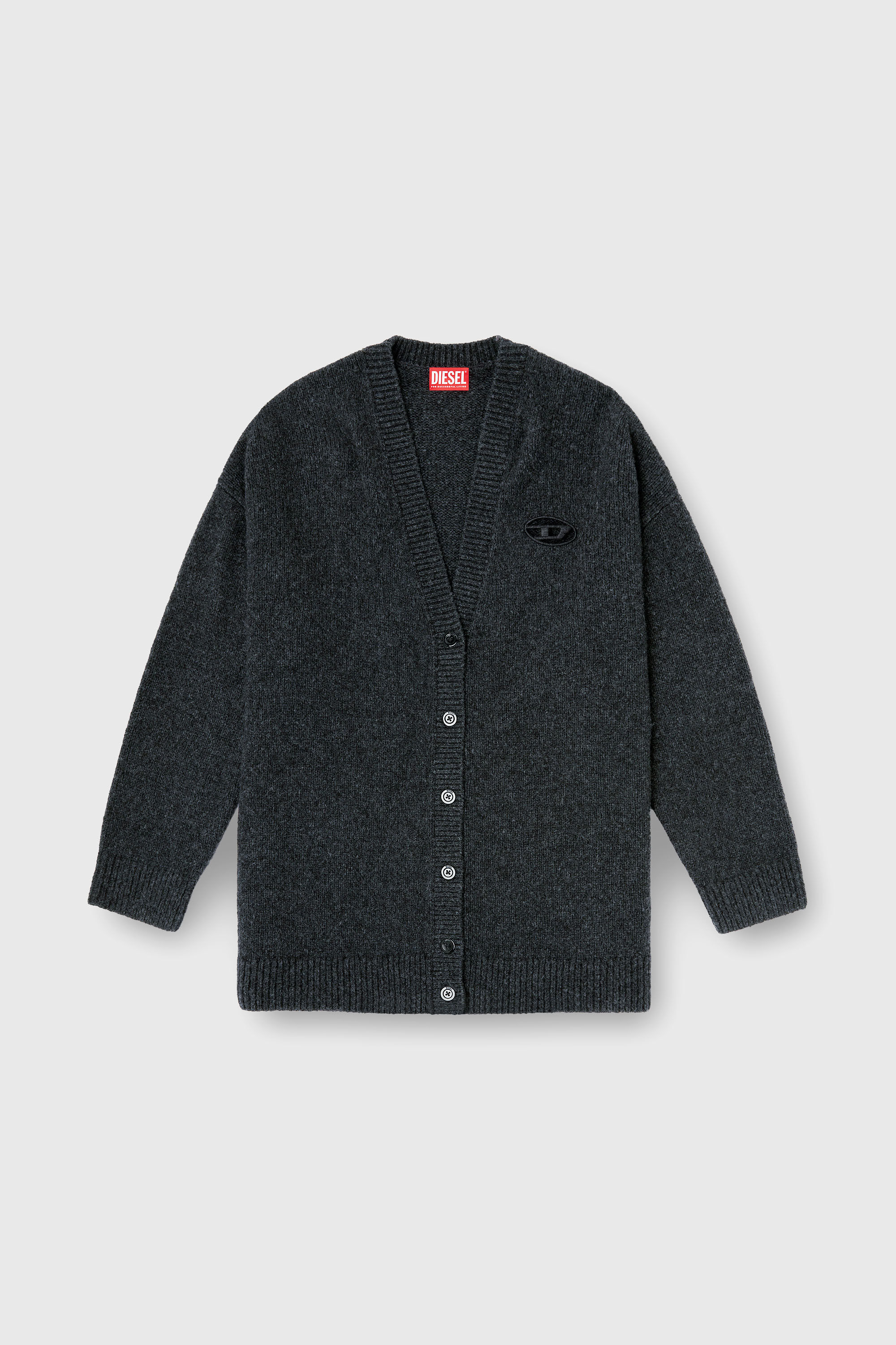 Diesel - M-AREELA, Woman's Cardigan in wool and alpaca blend in Black/Grey - 2