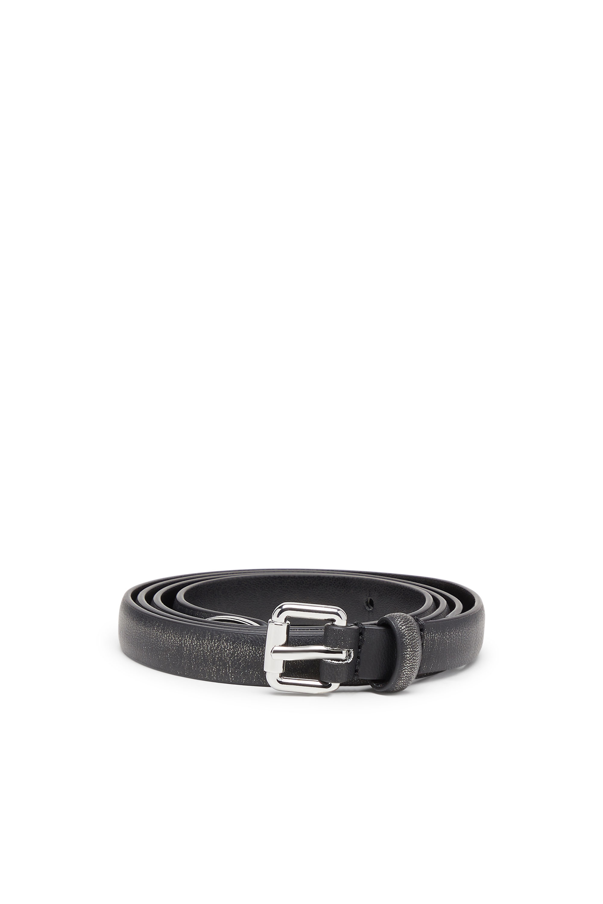 Diesel - B-DD-TIP, Woman's 1.4cm belt with slim buckle in Black/Silver - 1