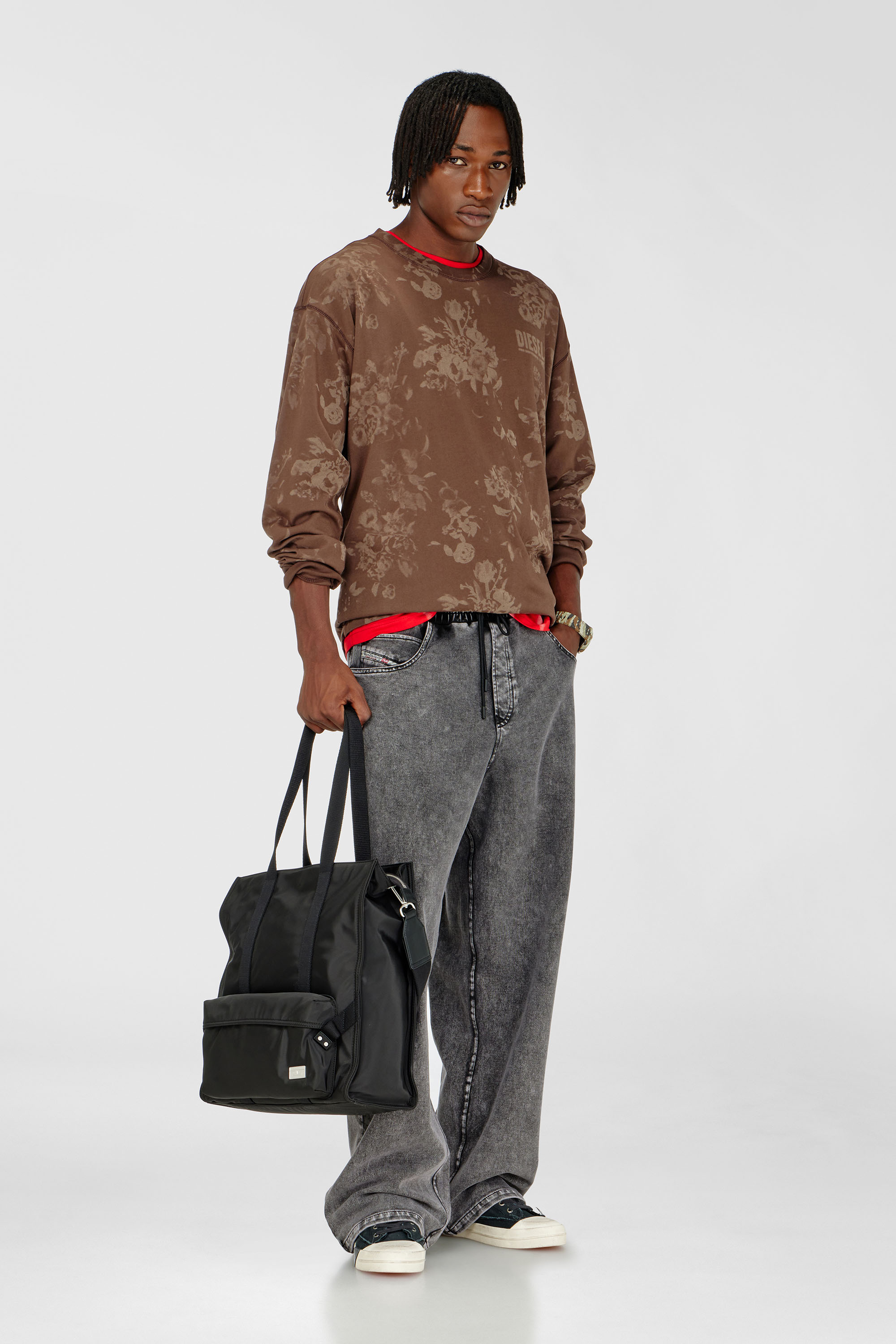 Diesel - P-STUK, Man's Sweatpants with denim effect in Dark grey - 1