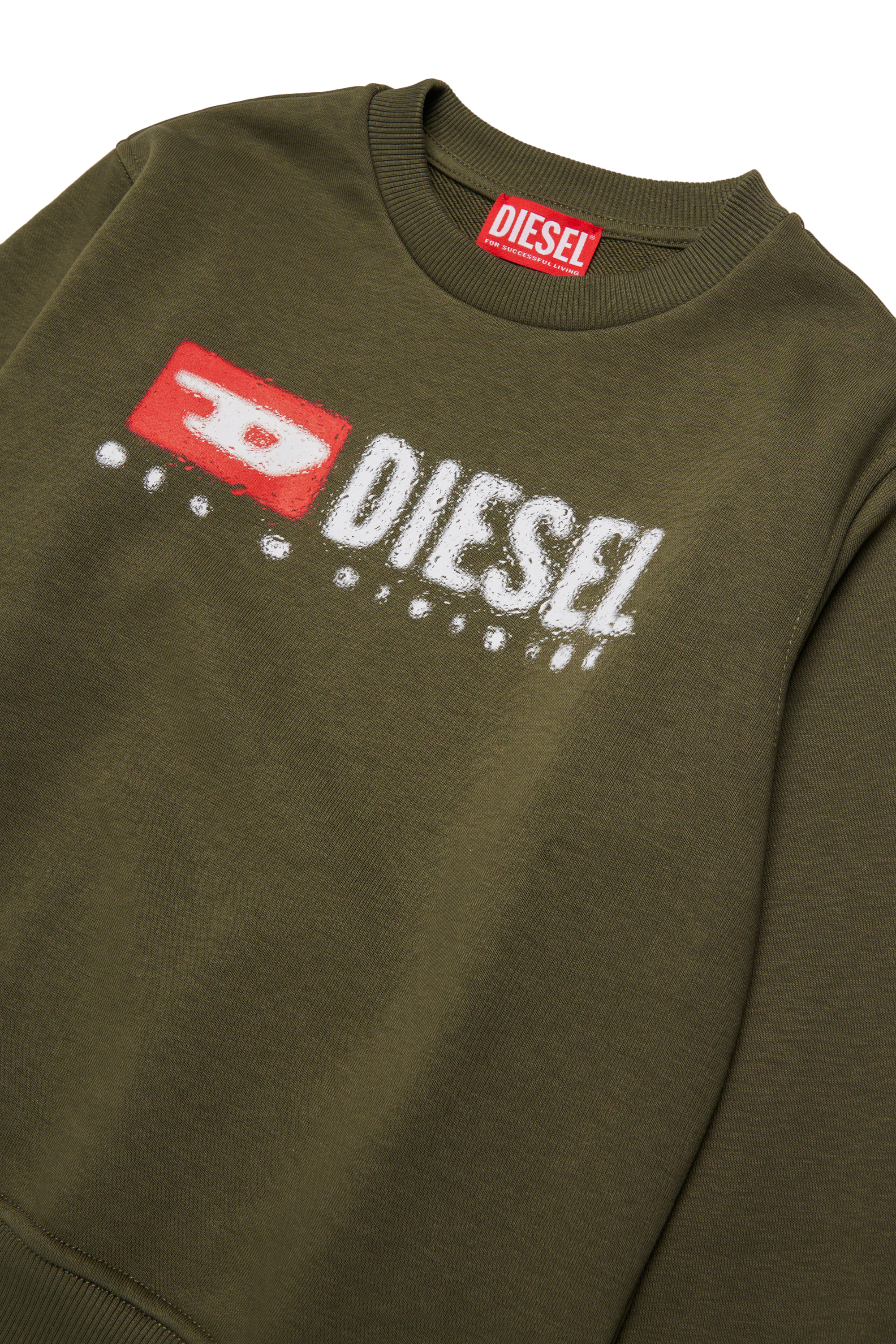 Diesel - SDROPS OVER, Man's Cotton sweatshirt with logo in Military Green - 3