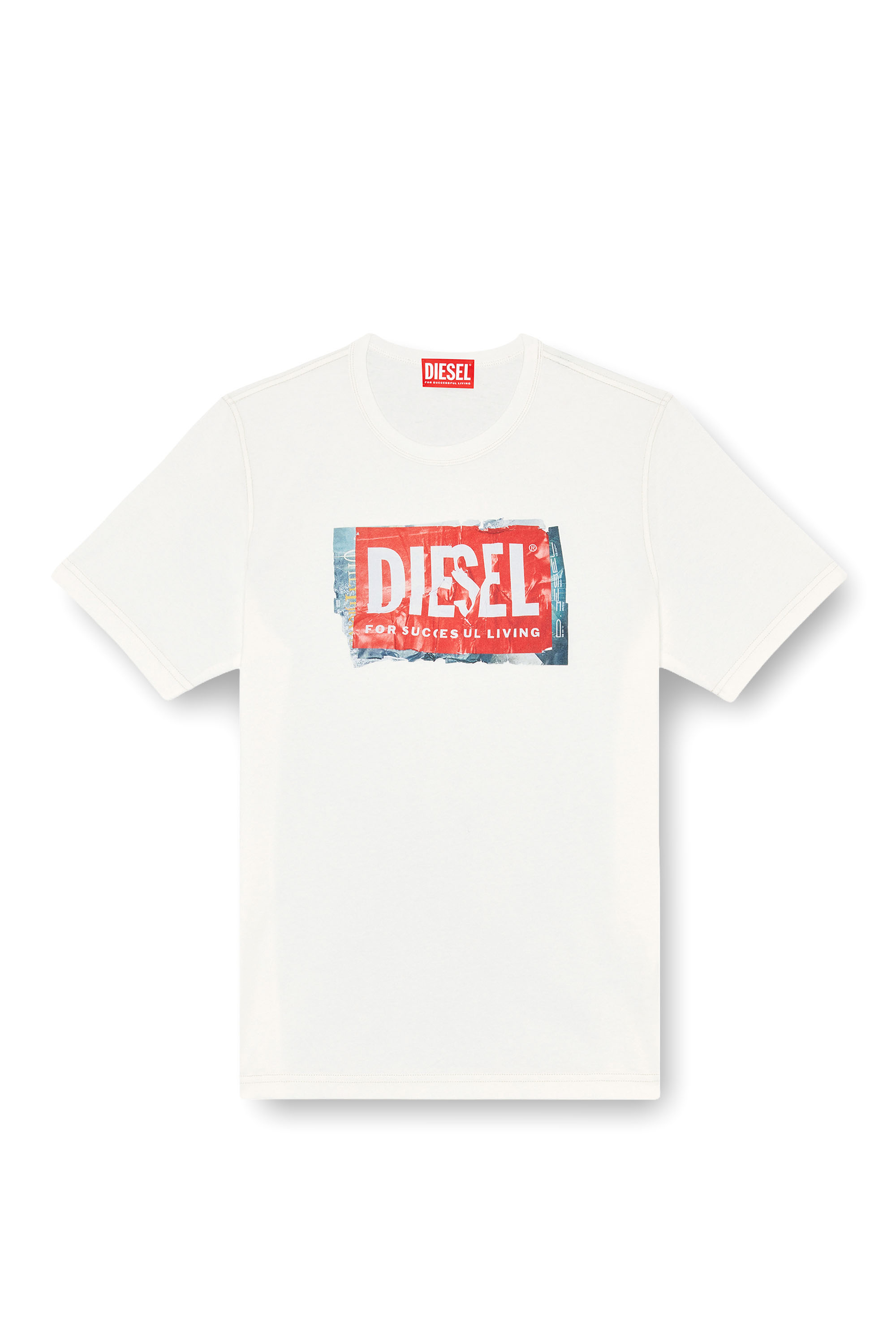 Diesel - T-ADJUST-Q6, Man's T-shirt with crumpled-effect logo in White - 2