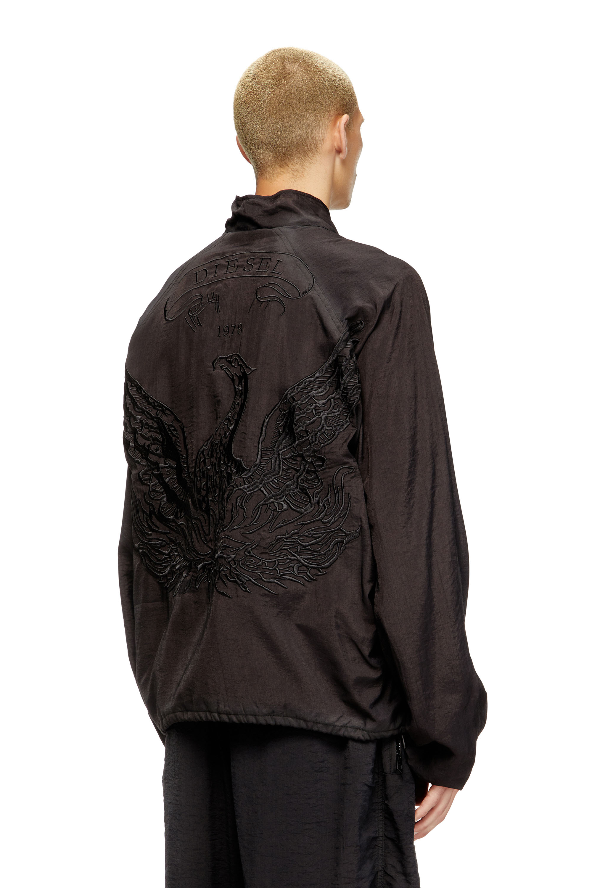 Diesel - J-HENRI-SOUVENIR, Man's Souvenir-style embroidered track jacket in Dark grey - 3