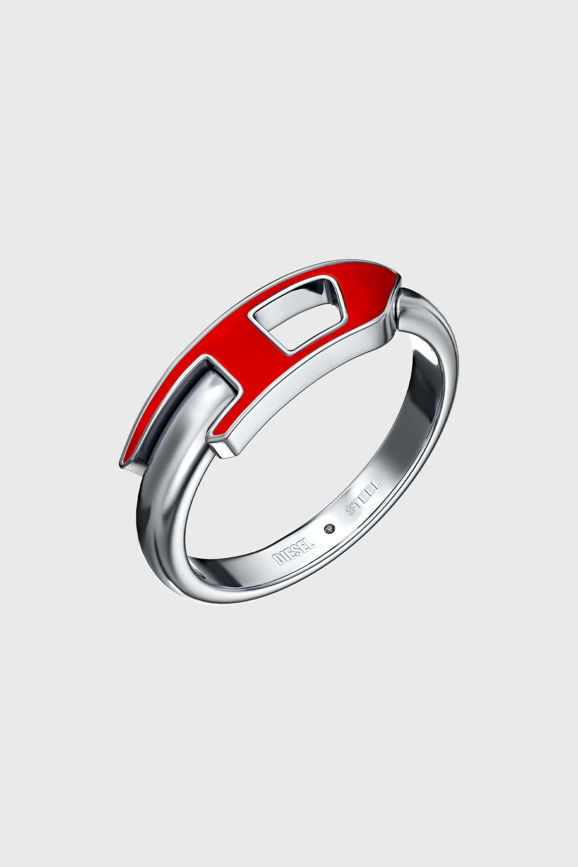 Diesel - DX1688040 JEWELLERY, Unisex's Stainless steel band ring in Silver/Red - 1
