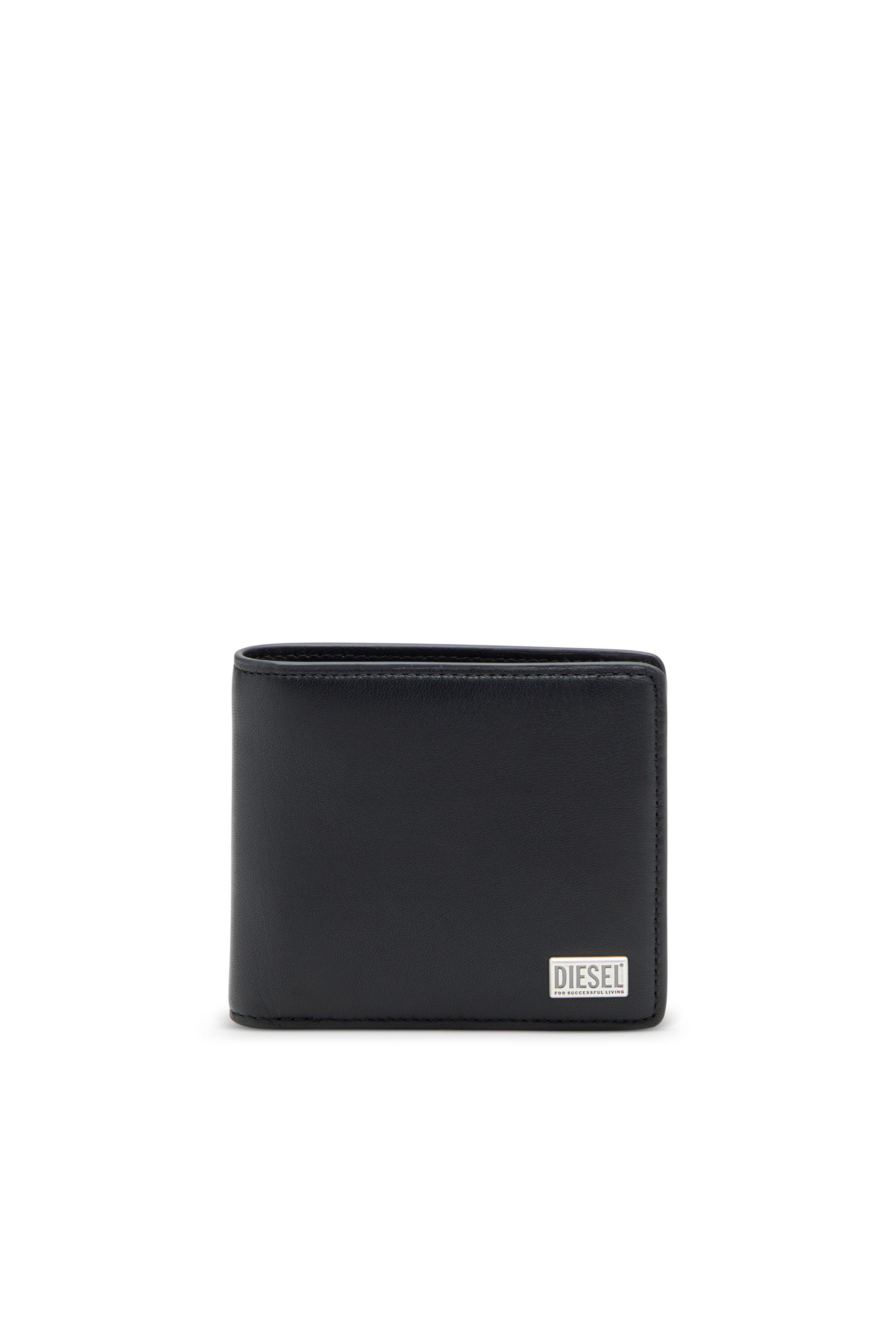 Diesel - BISCOTTO BI FOLD COIN S 3D, Man's Bi-fold wallet in semi gloss leather in Black - 1