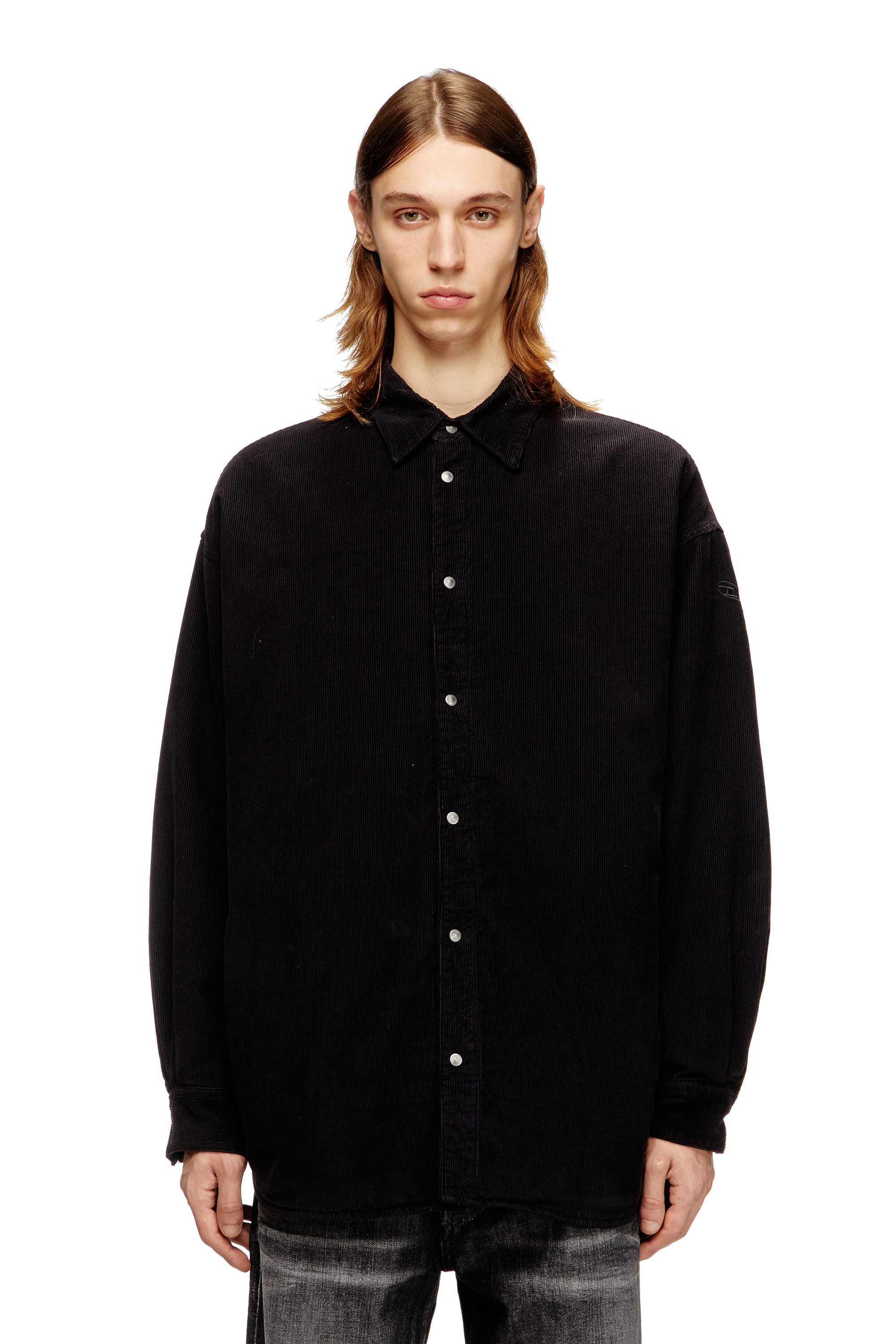 Diesel - S-BAGGY-PADD-HGBK, Man's Cotton shirt with Oval D embroidery in Black - 1