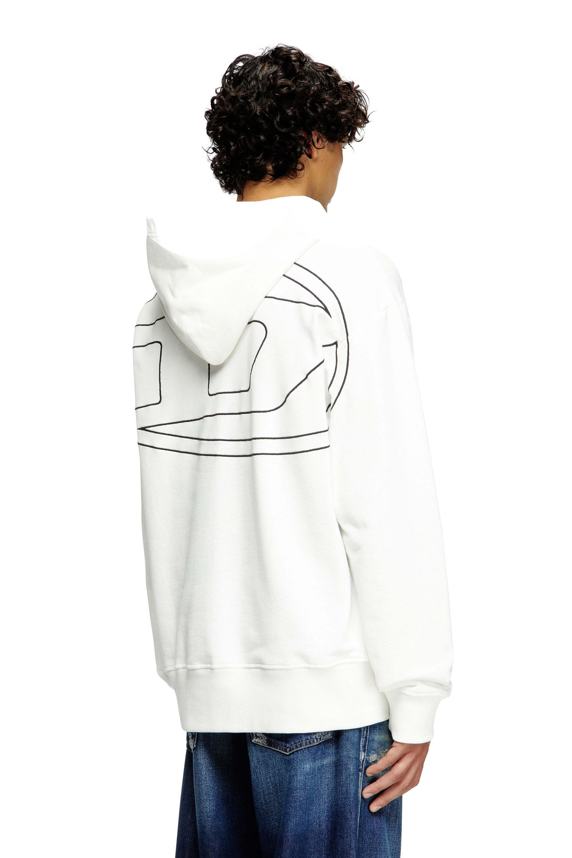 S-MACS-HOOD-MEGOVAL-D, White Diesel - S-MACS-HOOD-MEGOVAL-D, Man's Hoodie with logo embroidery in White - 4