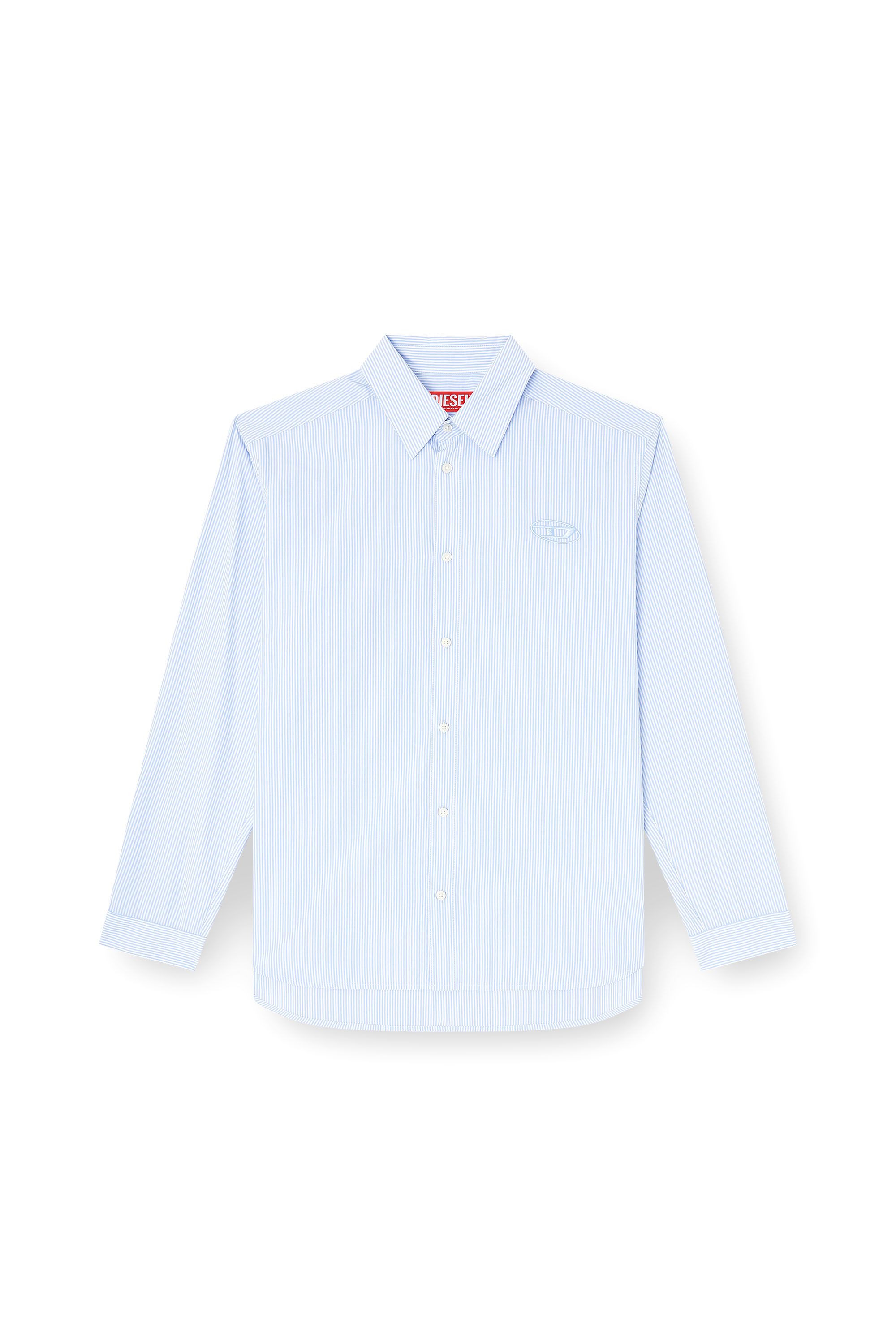 Diesel - S-SIMPLY-BKBZ, Man's Striped shirt in wrinkled cotton in Blue/White - 2