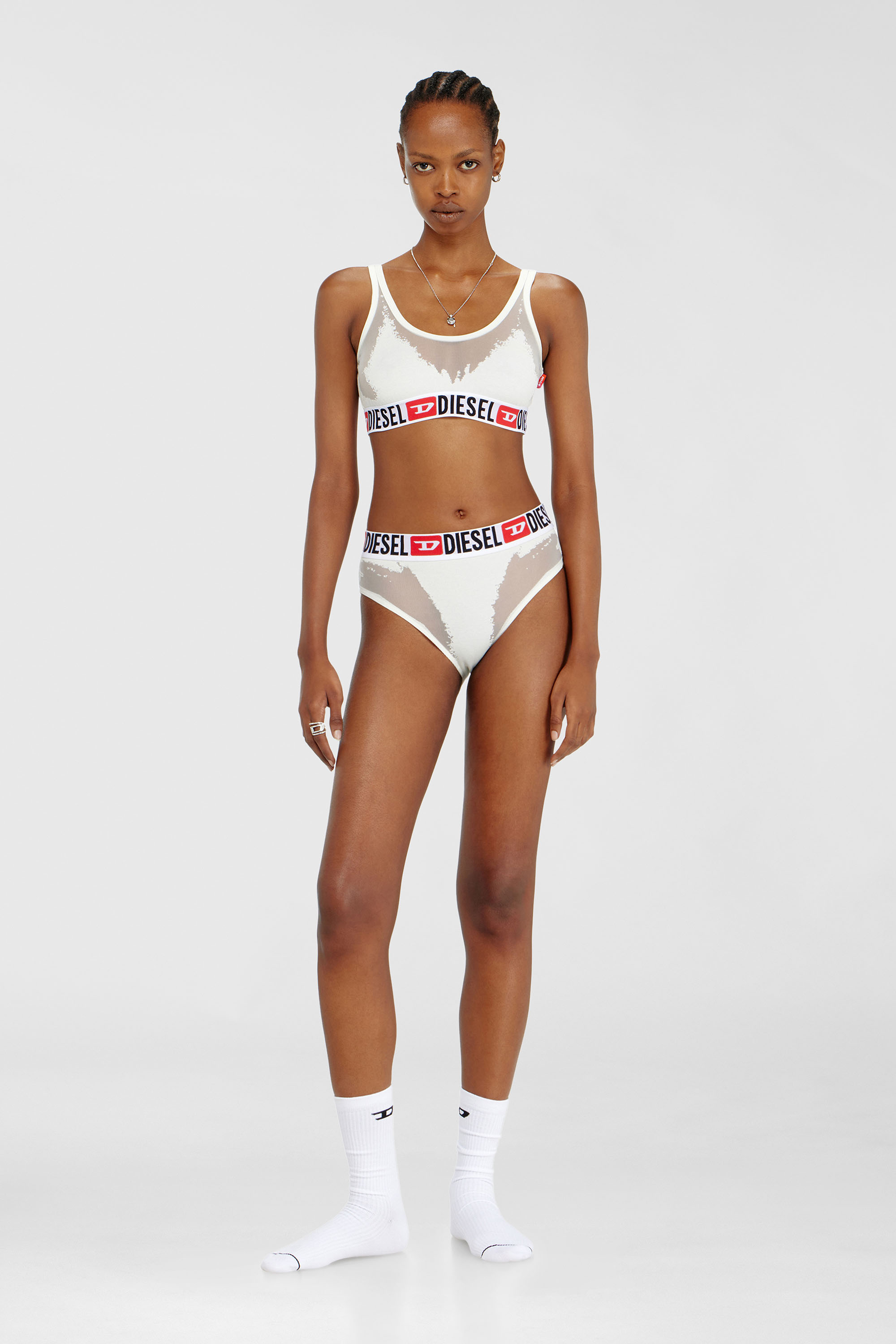 Diesel - PR-ORIBA-D-CORE, Woman's Bralette with sheer devor&eacute; effect in White - 1