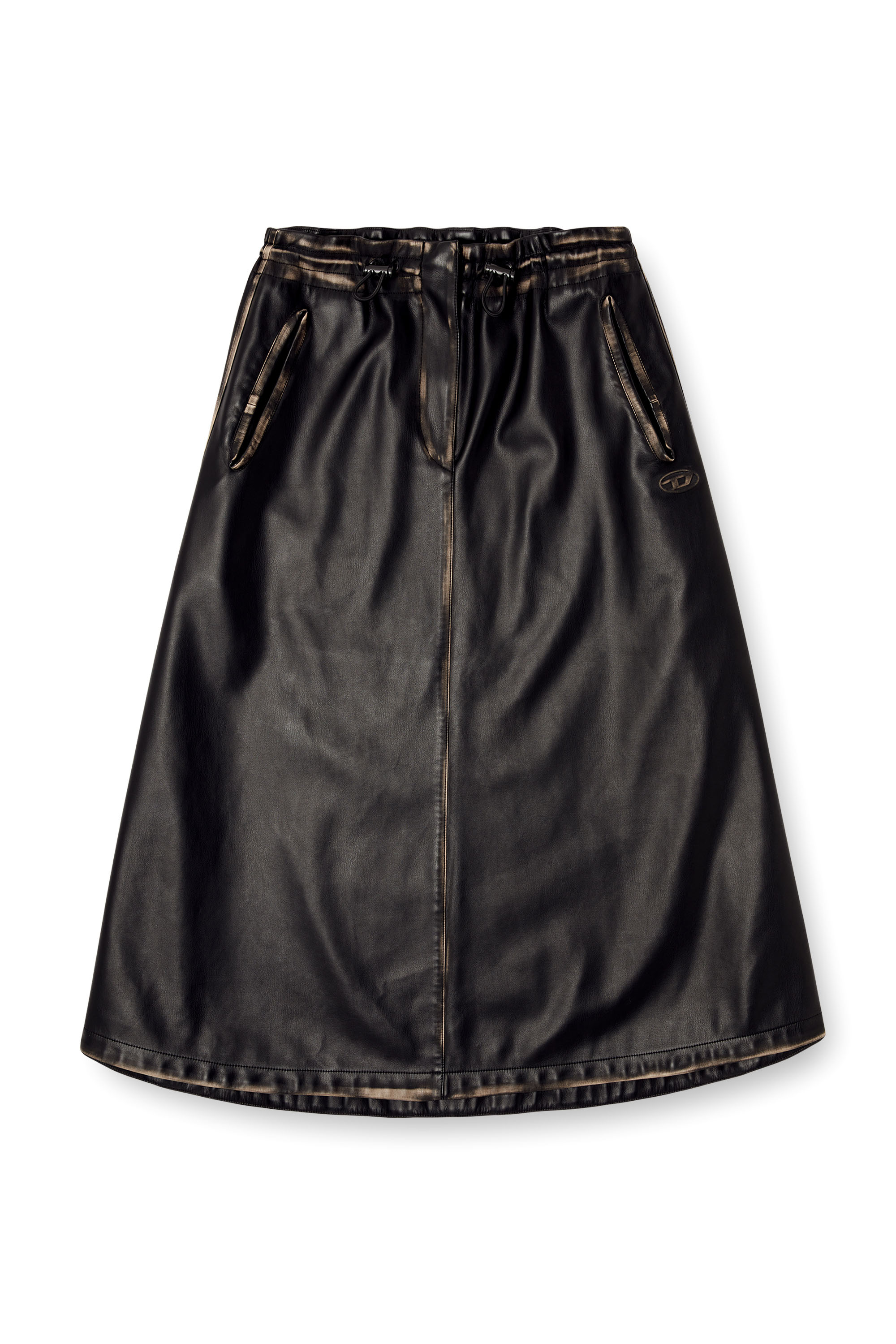 Diesel - O-BLIVION, Woman's Skirt in treated technical fabric in Black/Brown - 3