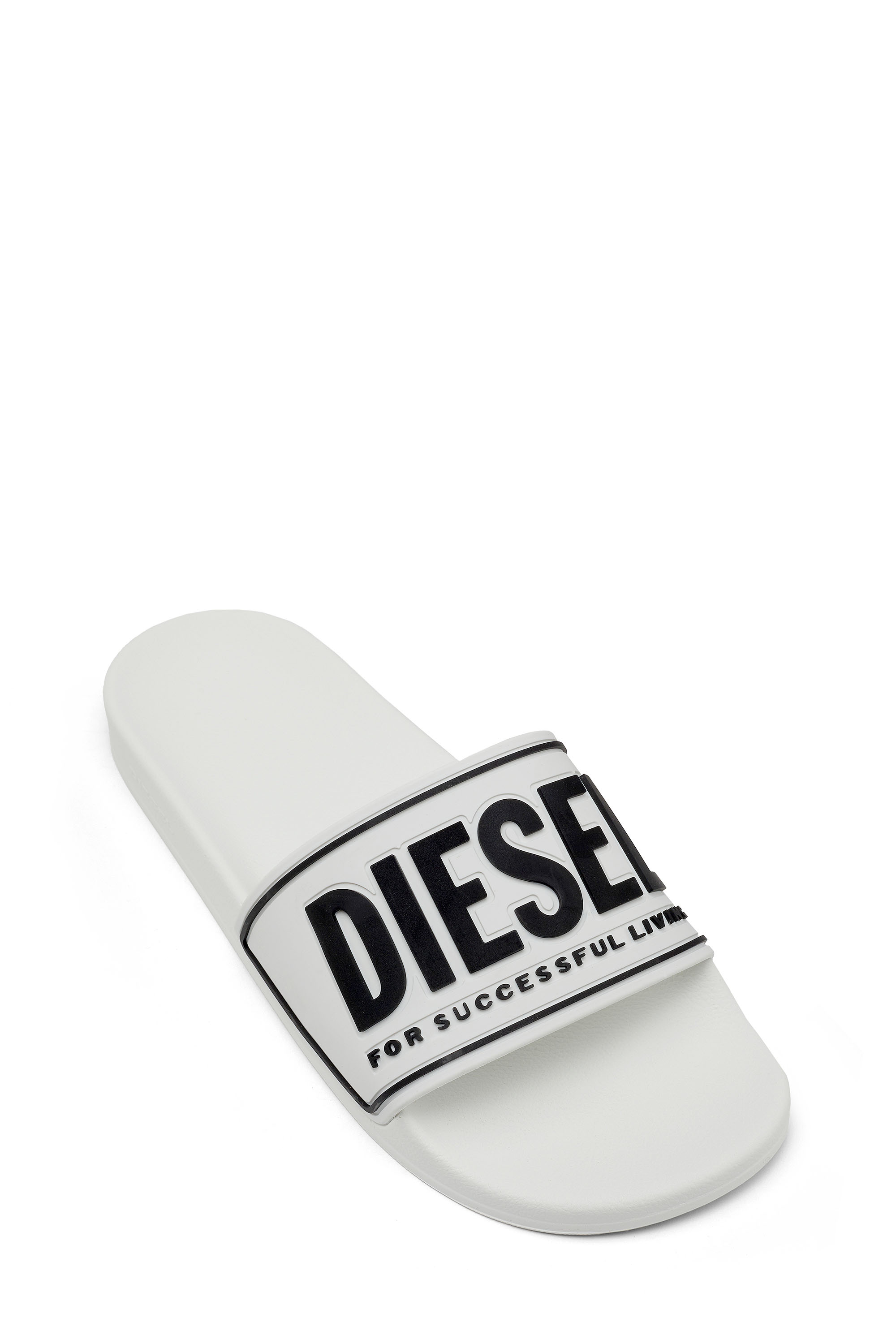 Diesel - SA-MAYEMI CC W, Woman's Sa-Mayemi-Rubber slides with embossed logo in White - 6