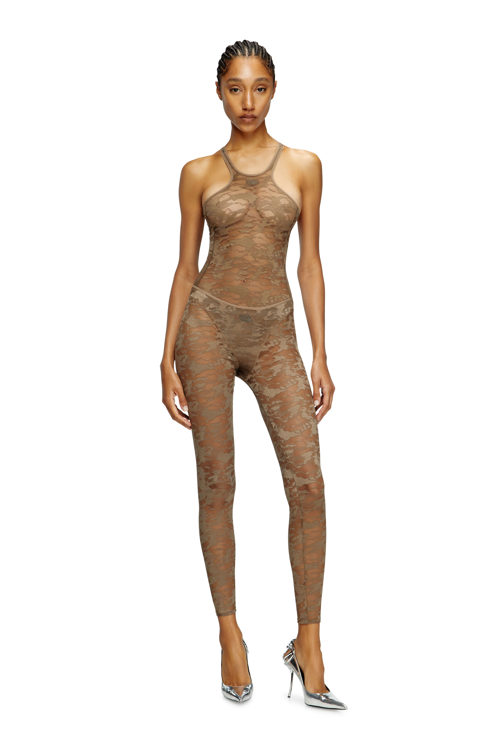 Diesel - CLAIRE-UTLT, Woman's Camo lace leggings in Brown - 1
