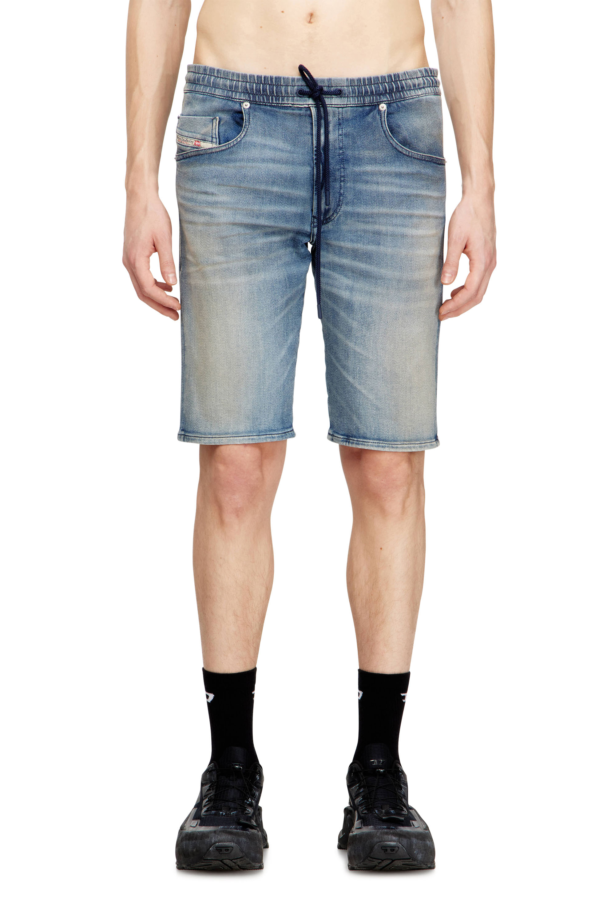 Diesel - 2033 D-KROOLEY-SHORT JOGG, Man's Slim-fit shorts in clean JoggJeans in Light Blue - 1