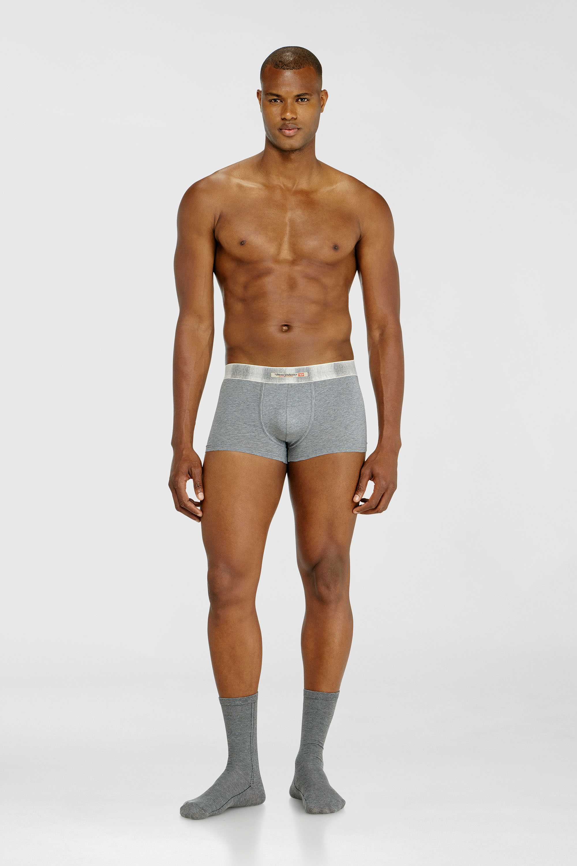 Diesel - DAMIEN-DNM-3PACK, Man's Three-pack of stretch cotton boxer briefs with satin waistband in Multicolor/Grey - 2