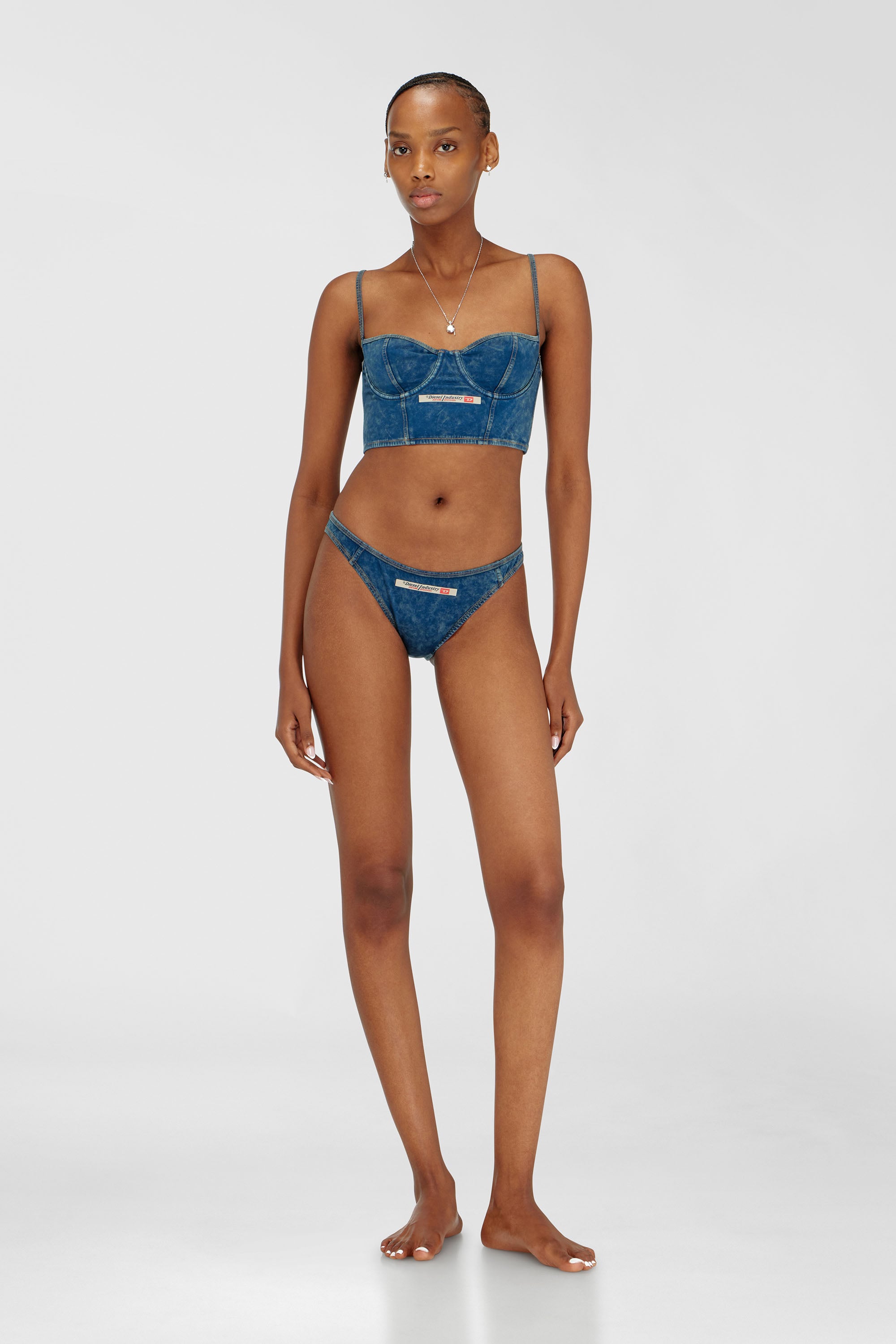 Diesel - SHEILA-DNM, Woman's Bustier top in denim-effect cotton in Blue - 2