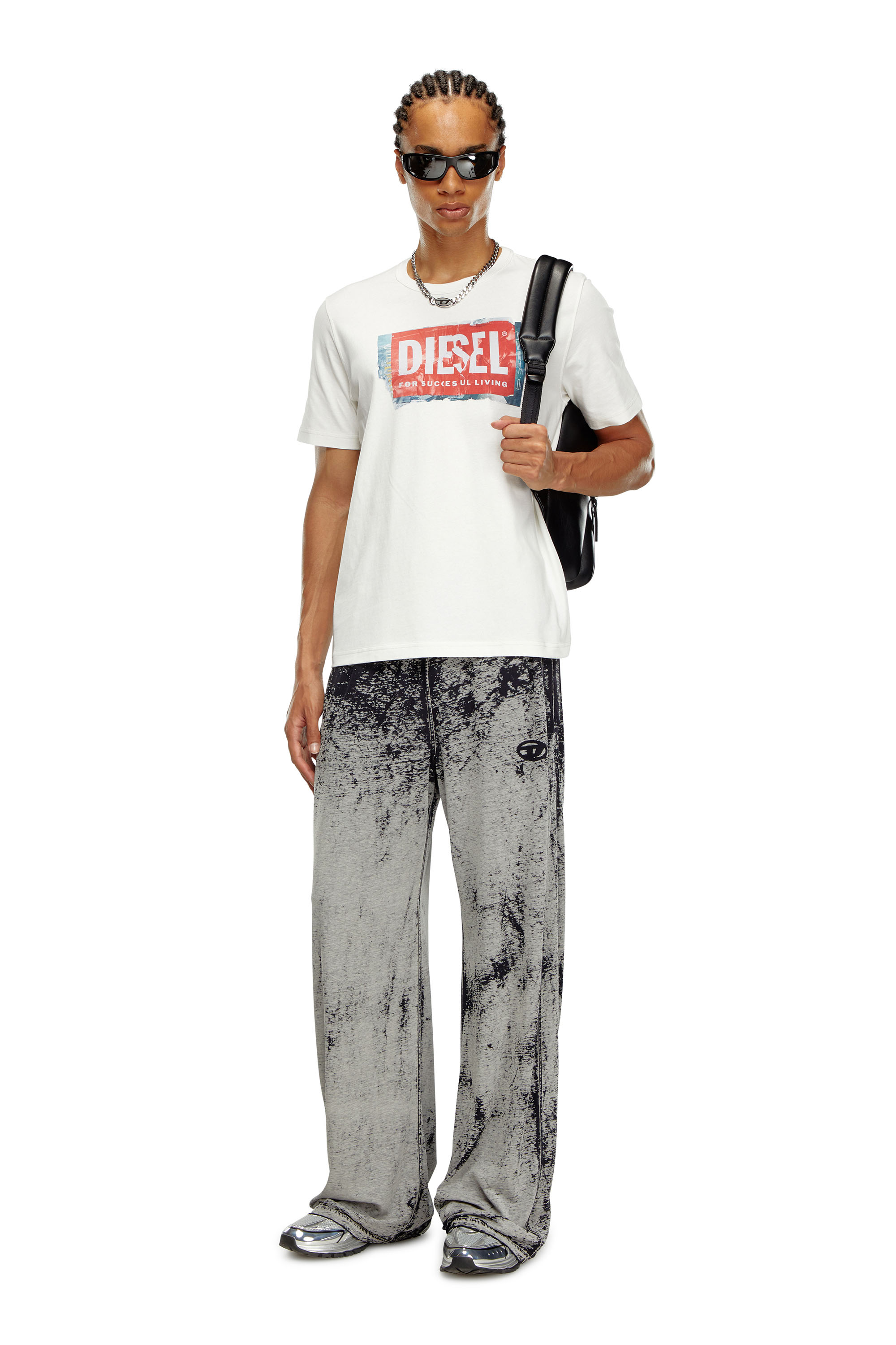 Diesel - T-ADJUST-Q6, Man's T-shirt with crumpled-effect logo in White - 2