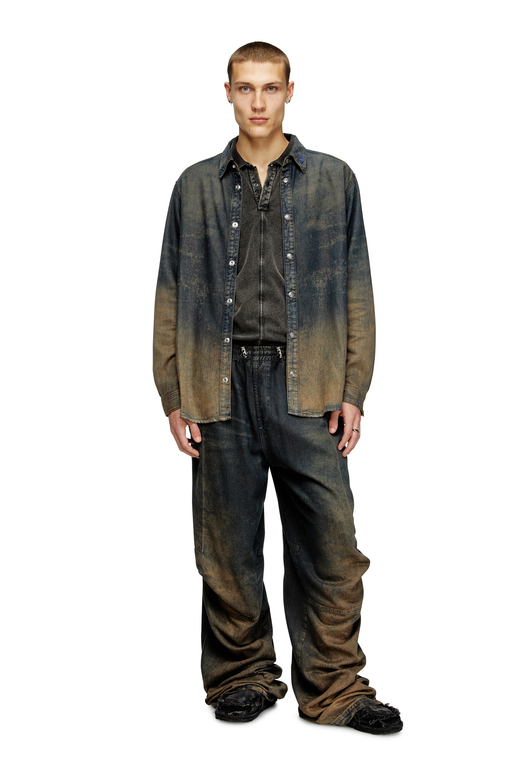 D-SIMPLY-S8, Dark Blue Diesel - D-SIMPLY-S8, Man's Shirt in fluid shaded denim in Dark Blue - 1