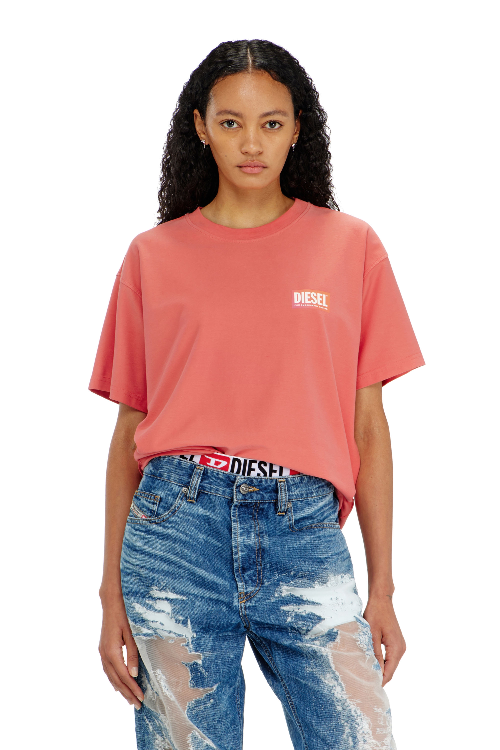 Diesel - PR-T-NORM-CHITIND-R, Unisex's T-shirt with transparent back logo in Coral Rose - 5