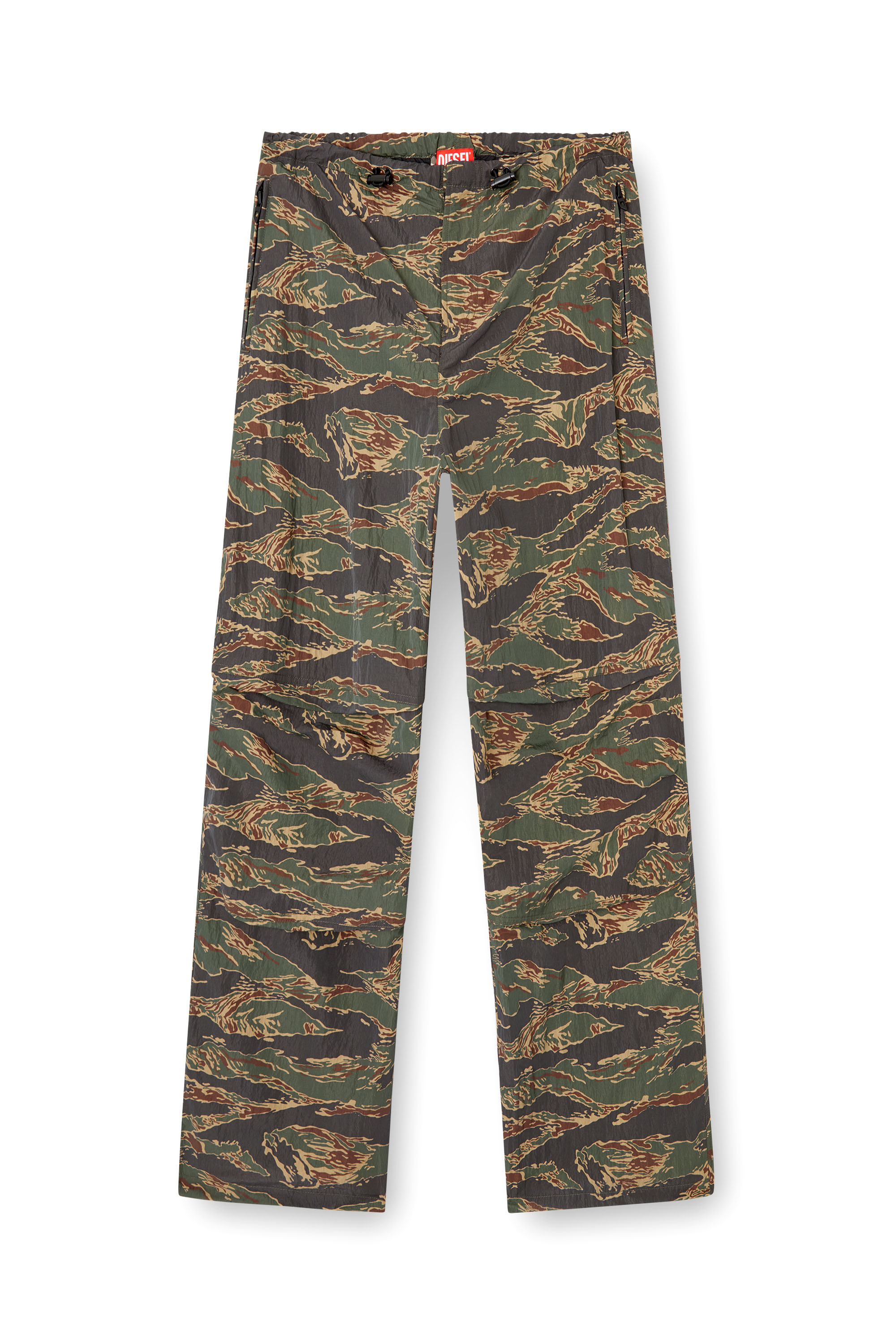 Diesel - P-ANIC, Man's Cargo pants in camo-print nylon in Military Green - 3