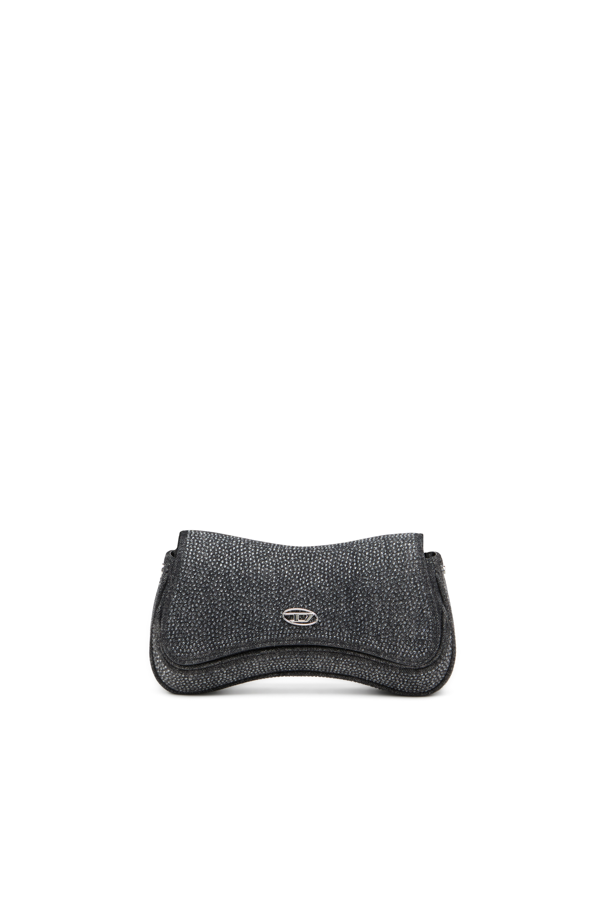 Diesel - PLAY CLUTCH, Woman's Clutch in crystal denim in Black - 1