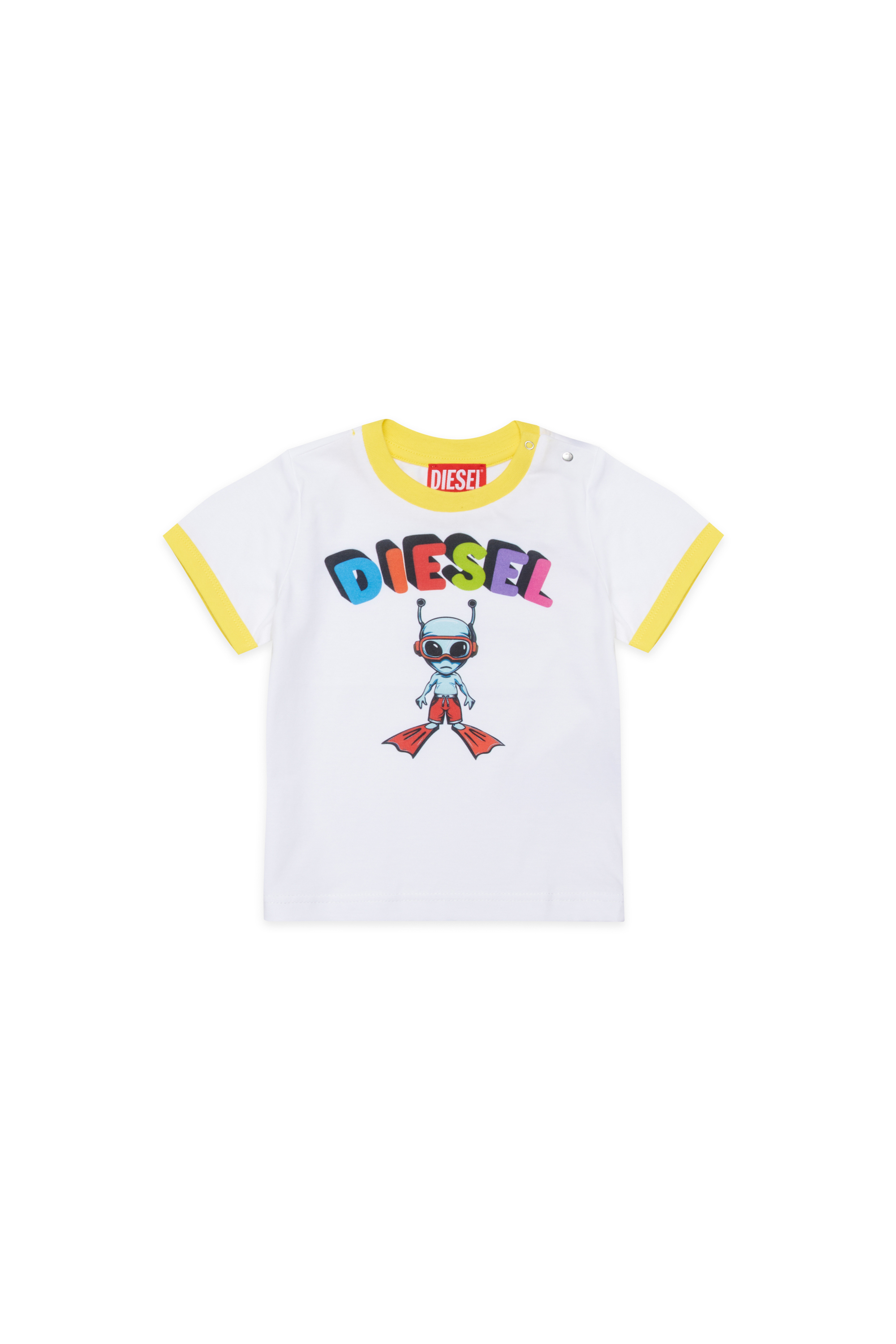 Diesel - MTIRULB, Man's Ring T-shirt with multicolor alien logo in White - 1
