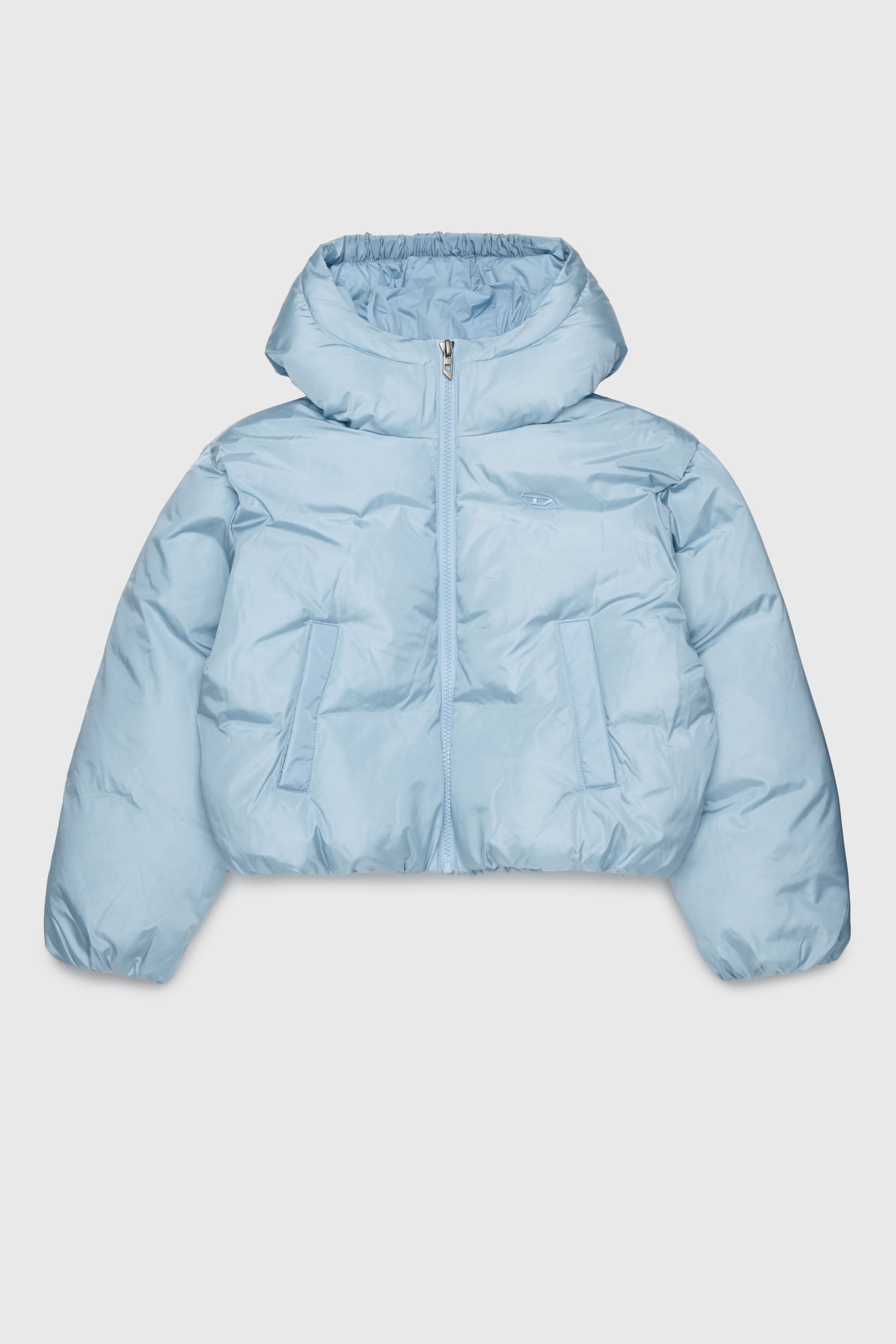 Diesel - JELKYM, Woman's Hooded puffer jacket in Light Blue - 1