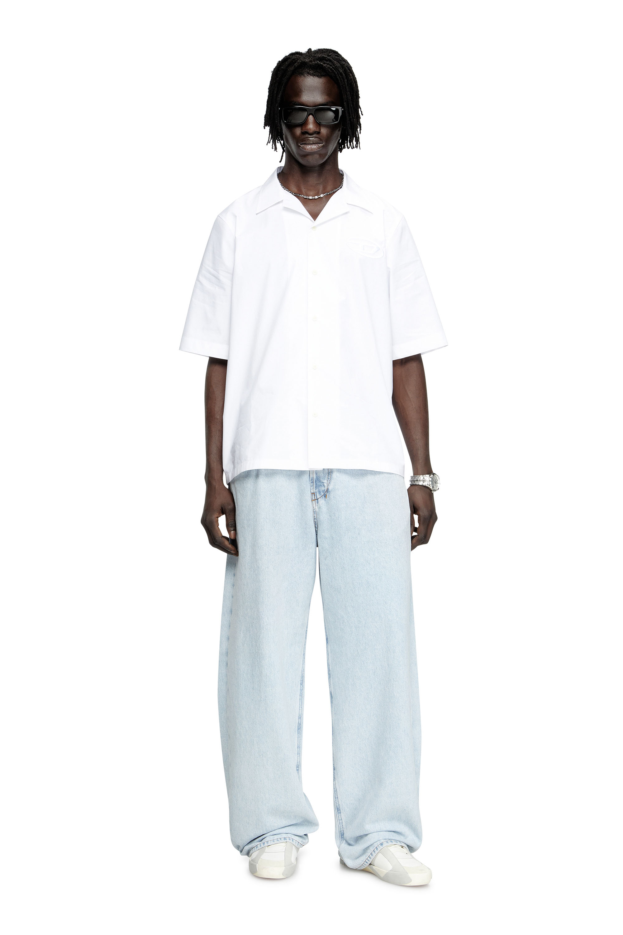 Diesel - S-MAC-PCAL, Man's Bowling shirt with Oval D in White - 2