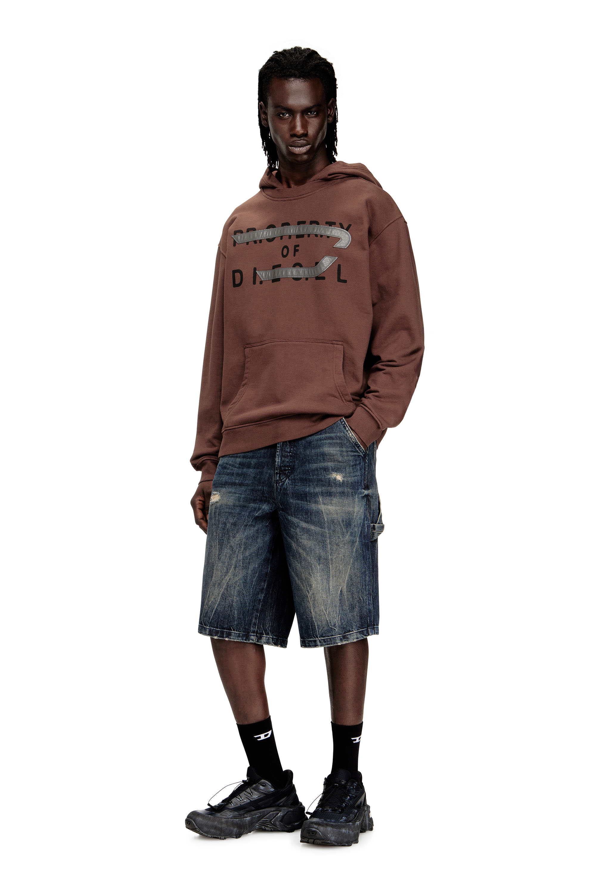 Diesel - S-NORMAN-HOOD, Man's Cotton hoodie with D appliqué in null - 2