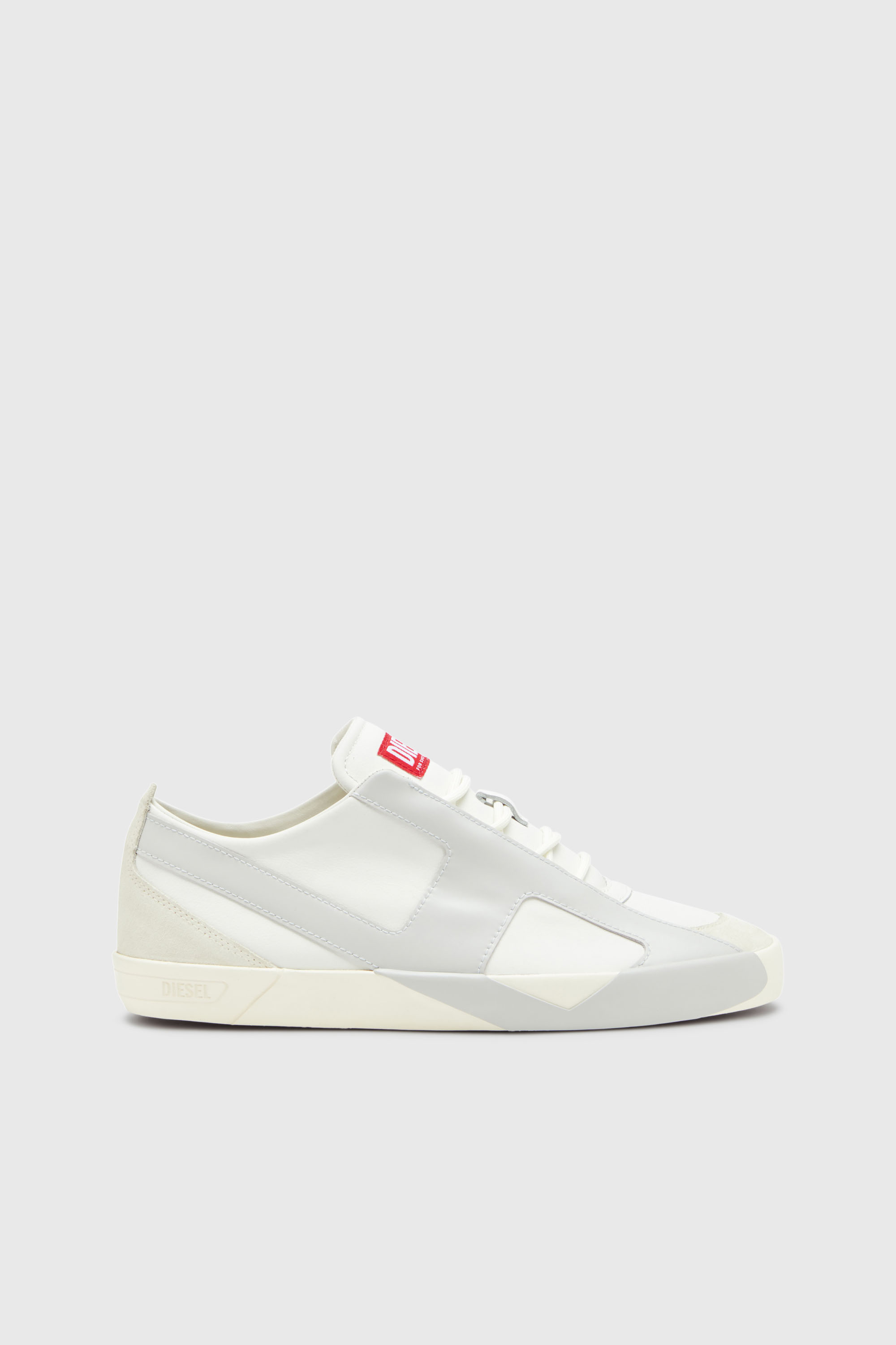 Diesel - S-SLANTE-D LOW, Man's S-Slante-D-Sneakers in suede and leather with D logo in White/Grey - 1