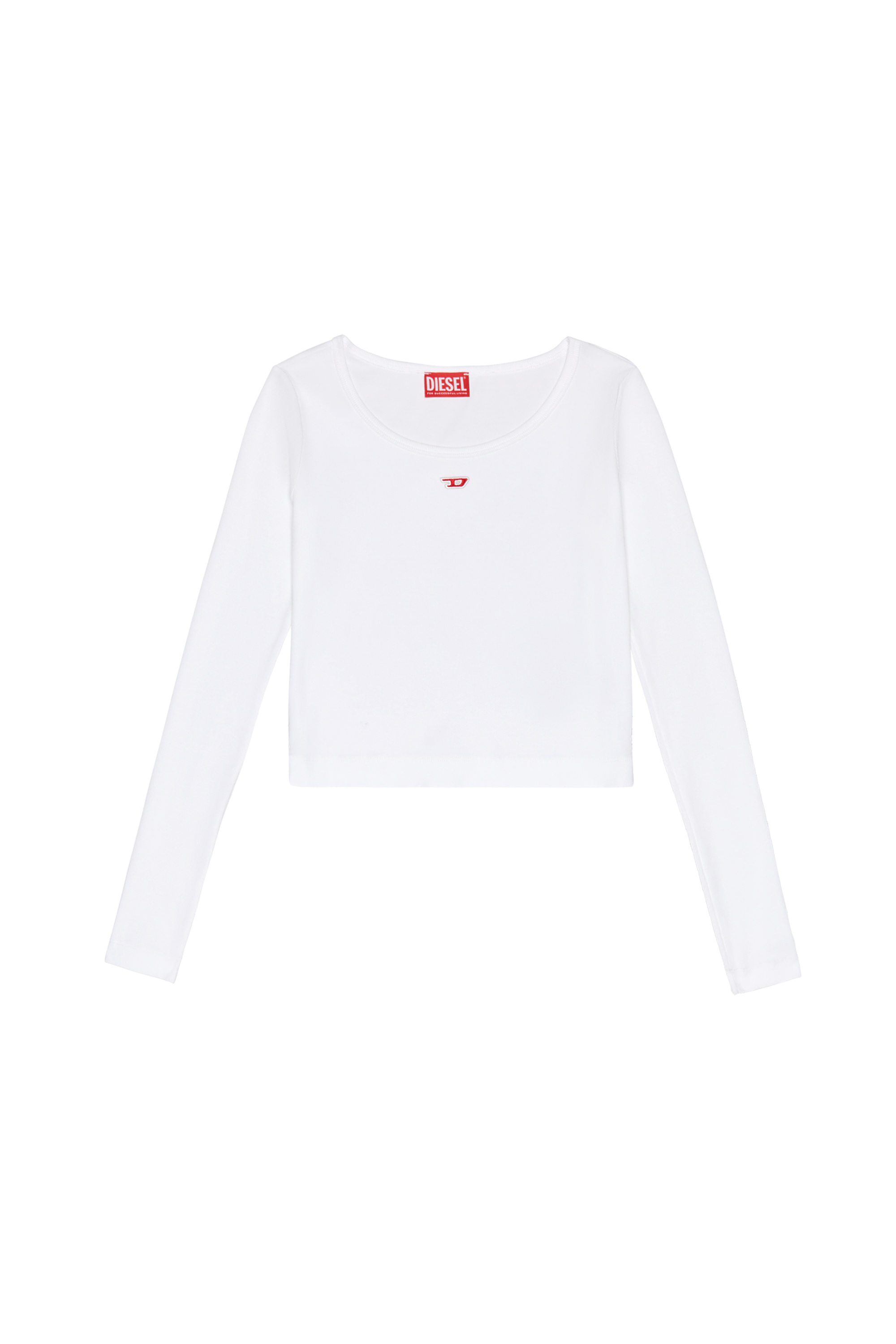 T-BALLET-D, White Diesel - T-BALLET-D, Woman's Long-sleeve top with embroidered D patch in White - 2