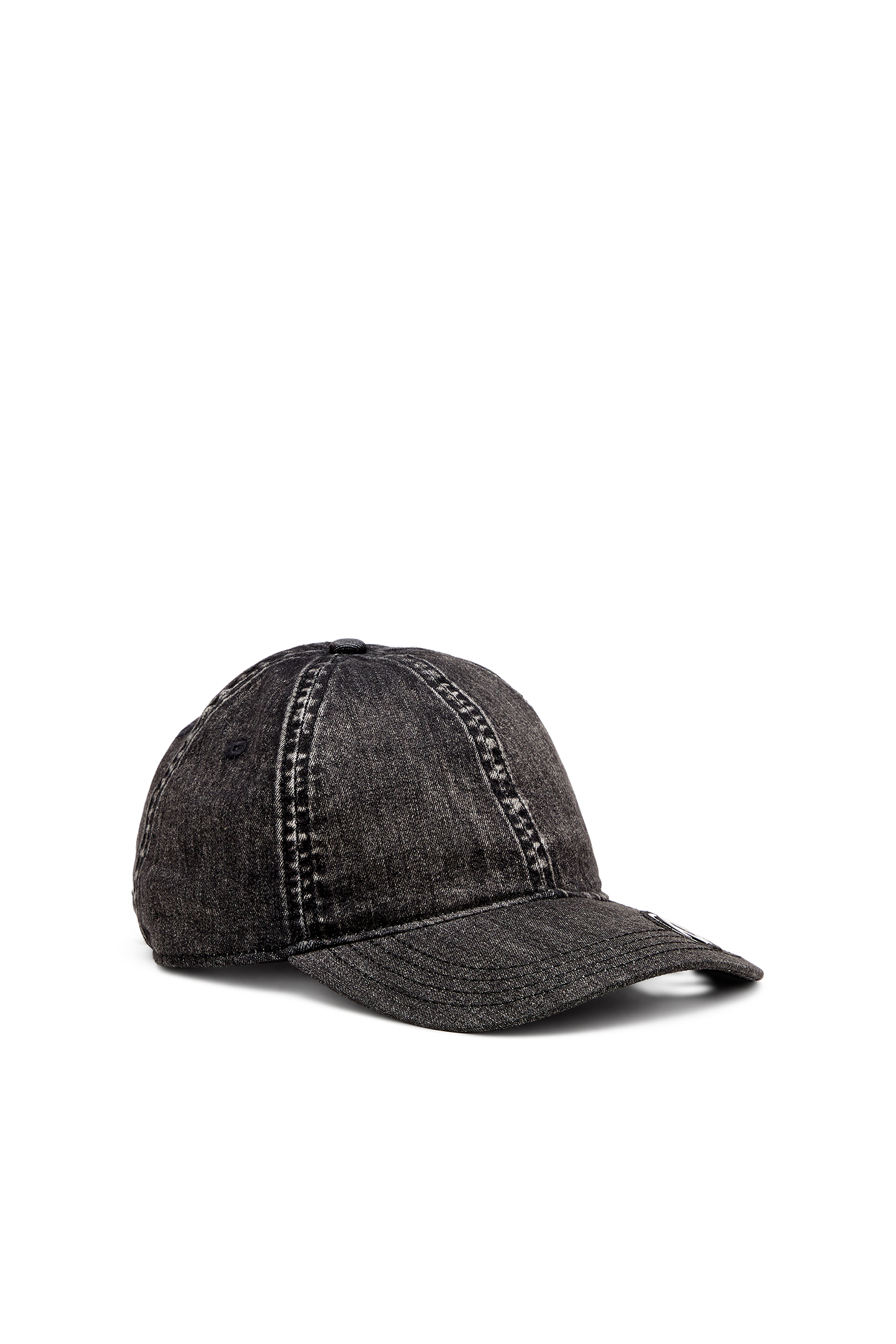 Diesel - C-EWAN-PLAK, Man's Light black stretch denim cap in Black - 1