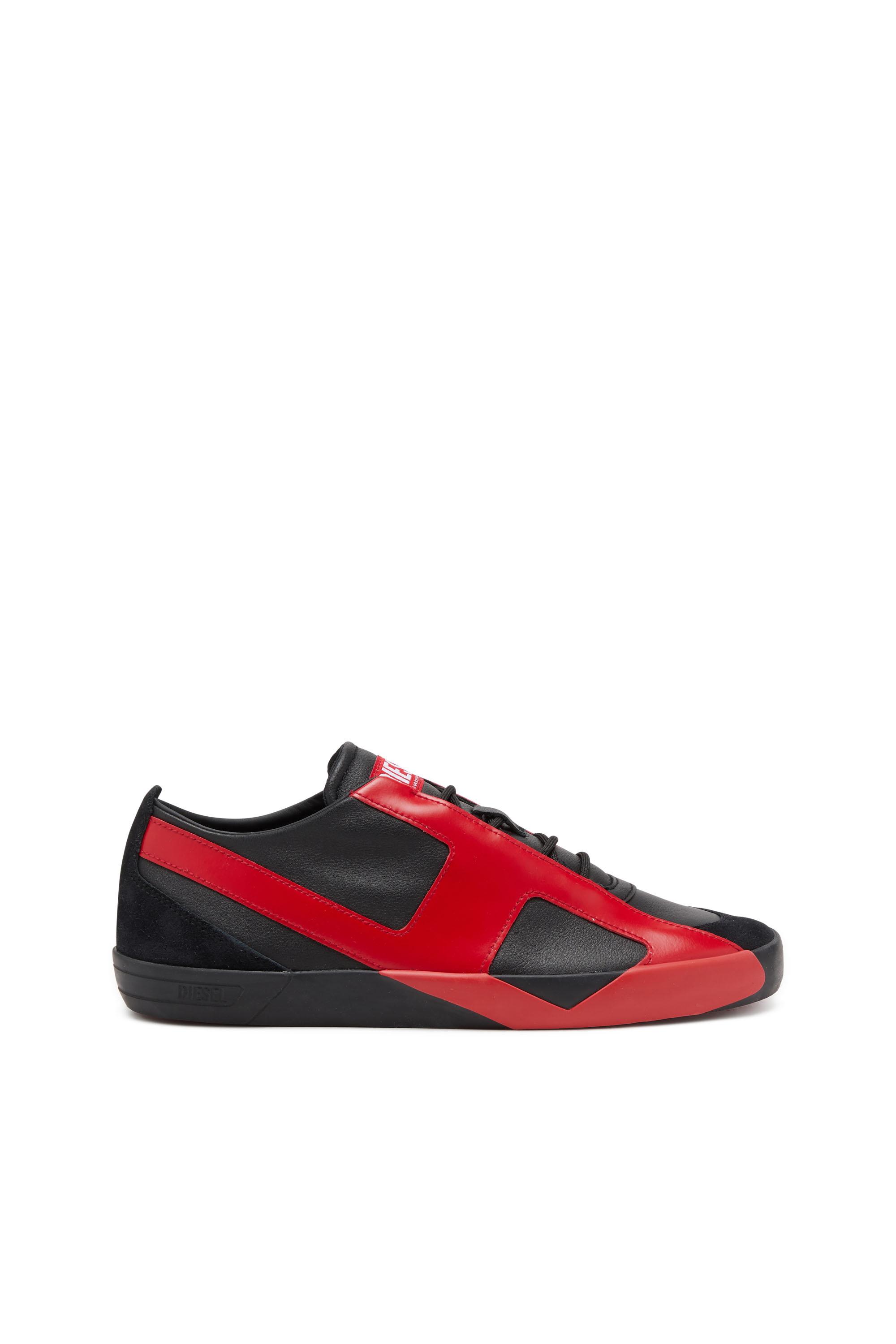 Diesel - S-SLANTE-D LOW, Man's Sneakers in suede and leather with D logo in Black/Red - 1