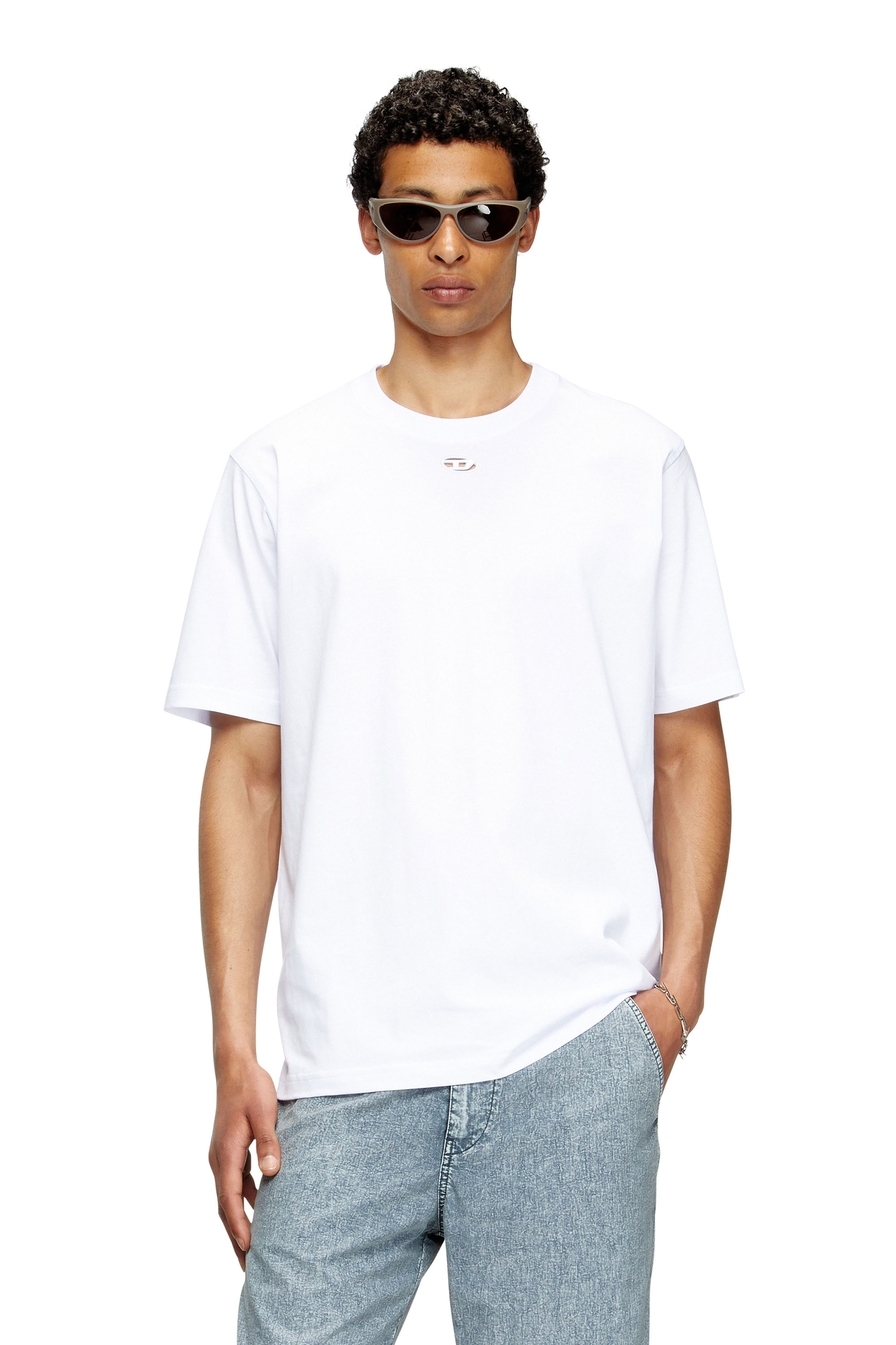 Diesel - T-ADJUST-MAREY, Man's T-shirt with cut-out Oval D in White - 3