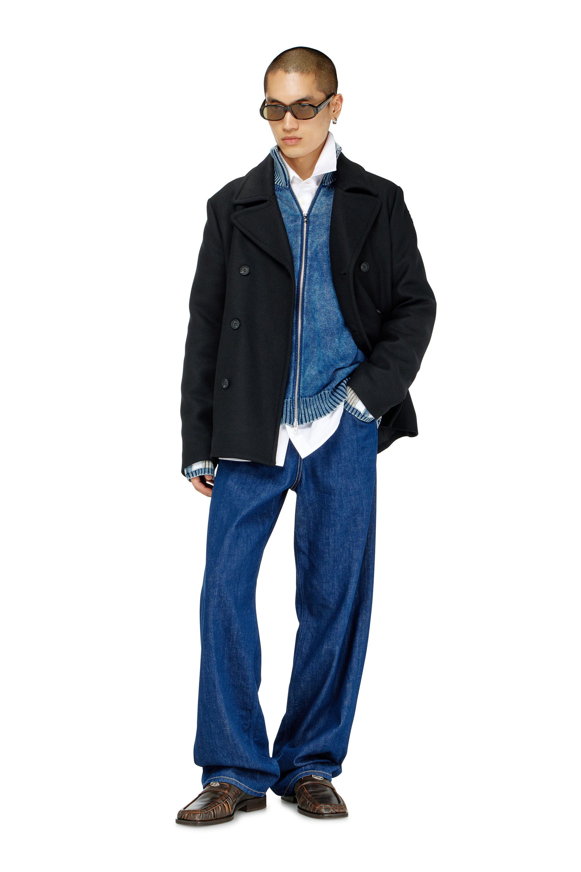 Diesel - W-HALEY-WRD, Man's Peacoat in felted wool blend in Black - 1