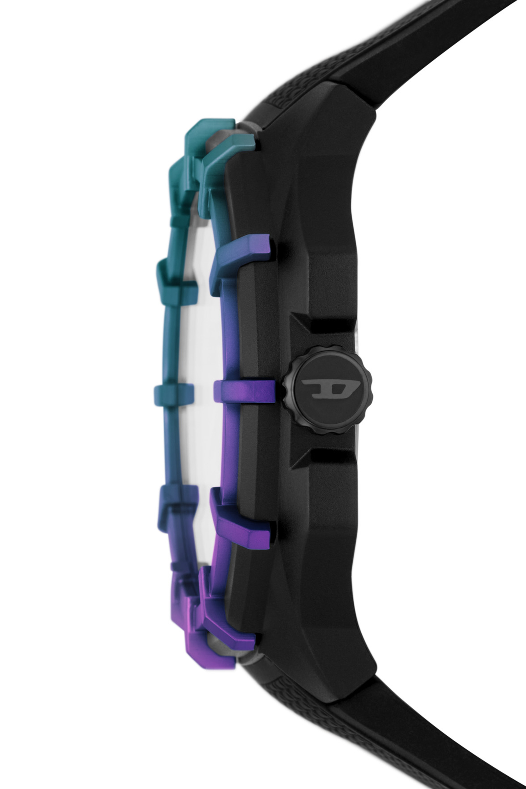 Diesel - DZ1986, Man's Framed three-hand black silicone watch in Black - 3