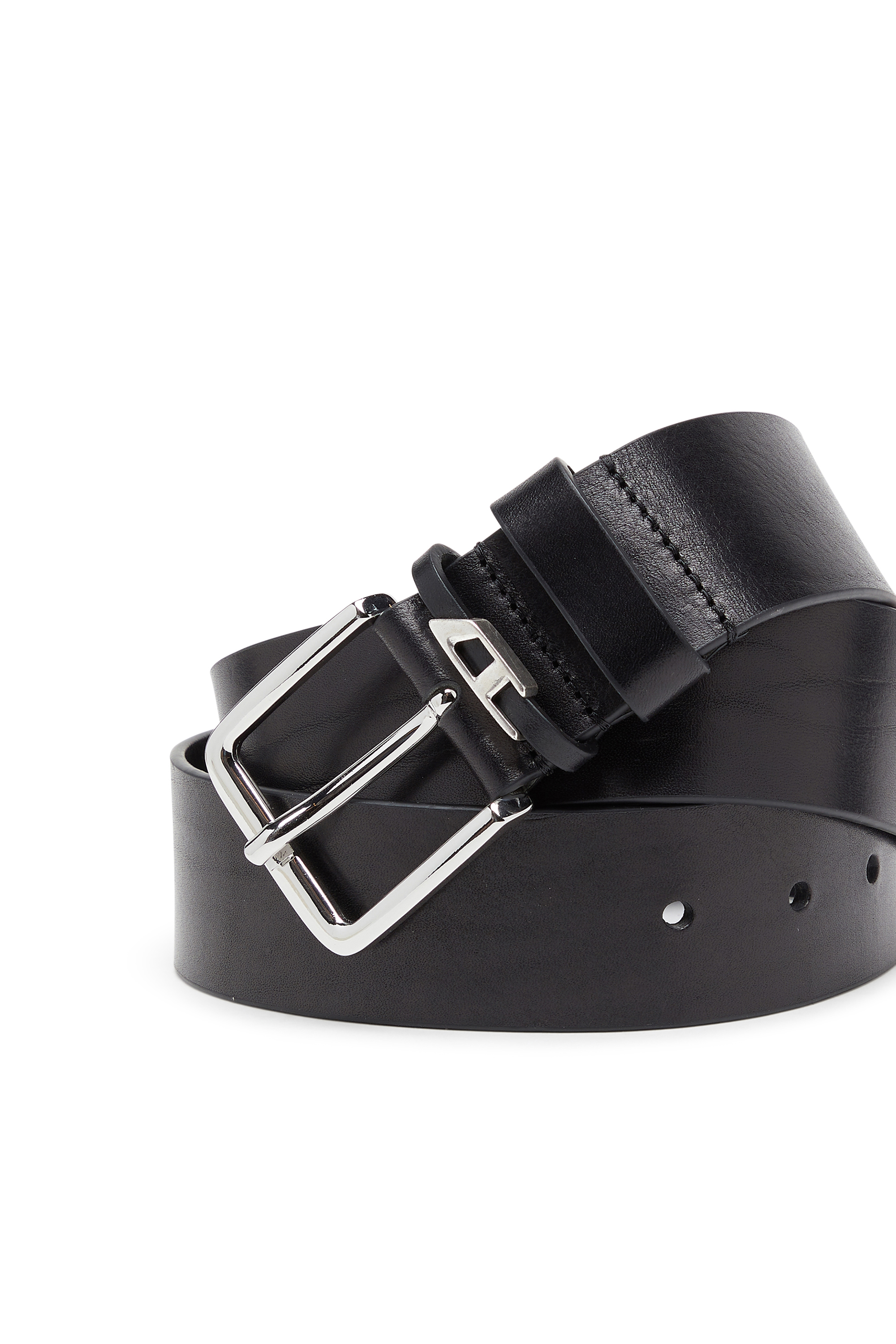 Diesel - B-D LOOP, Man's 4 cm crinkle leather belt in Black - 3