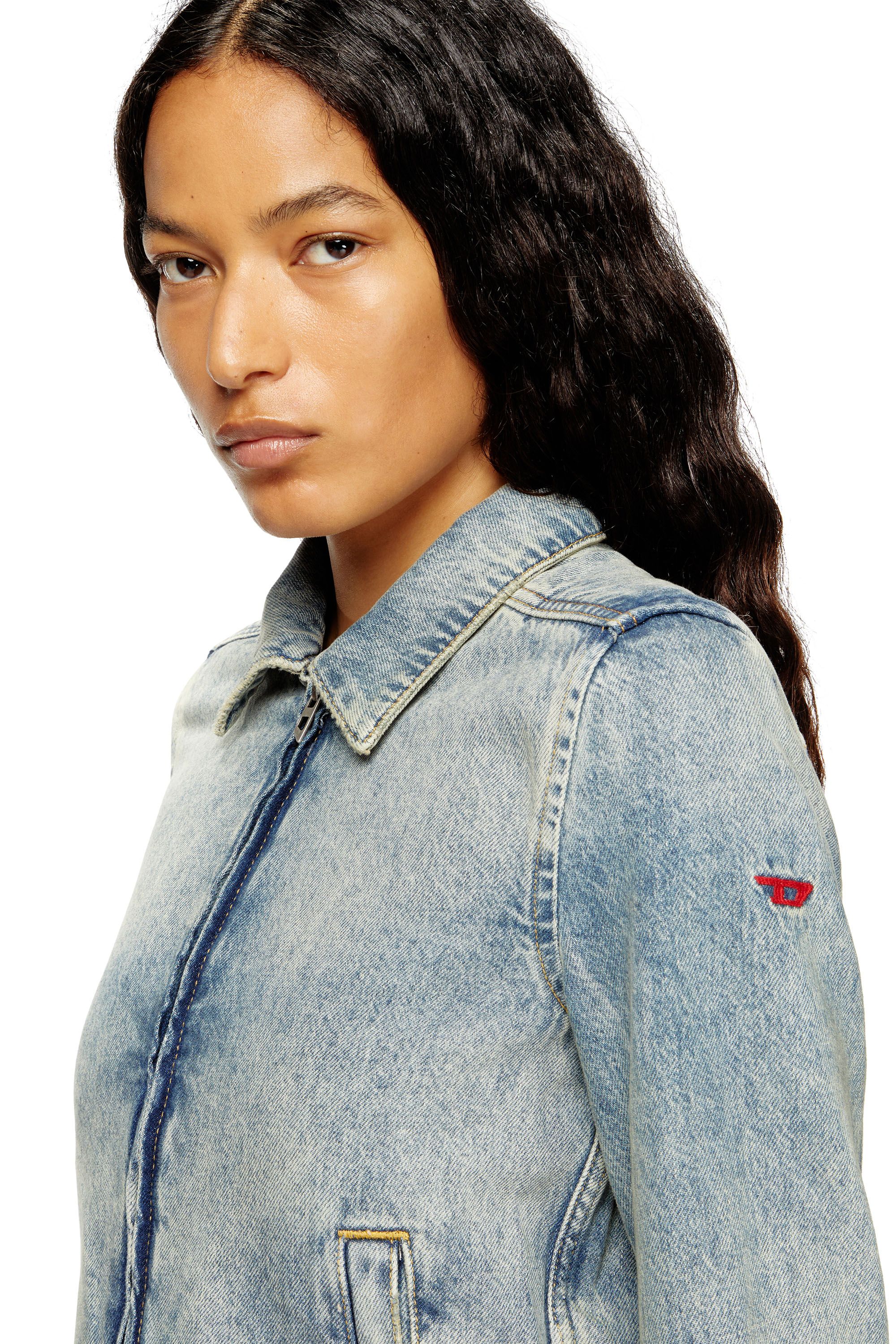 DE-CORB, Light Blue Diesel - DE-CORB, Woman's Jacket in dirt-effect fluid Tencel denim in Light Blue - 5