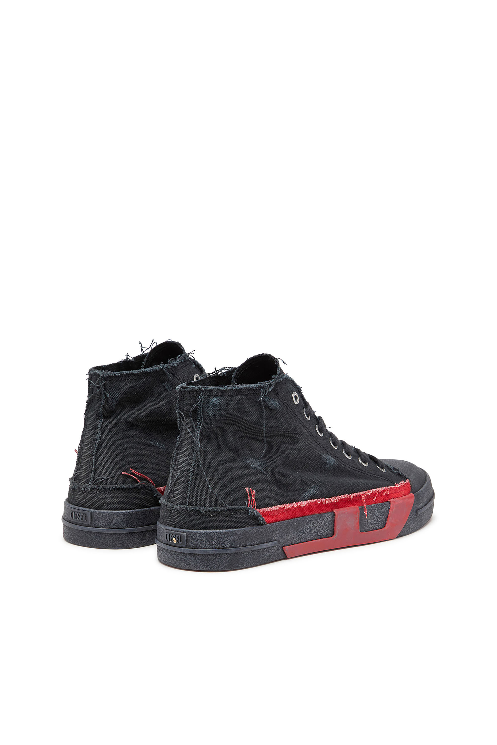 S-D-VERSE MID II, Black/Red Diesel - S-D-VERSE MID II, Man's S-D-Verse-Distressed high-top sneakers in canvas in Black/Red - 3