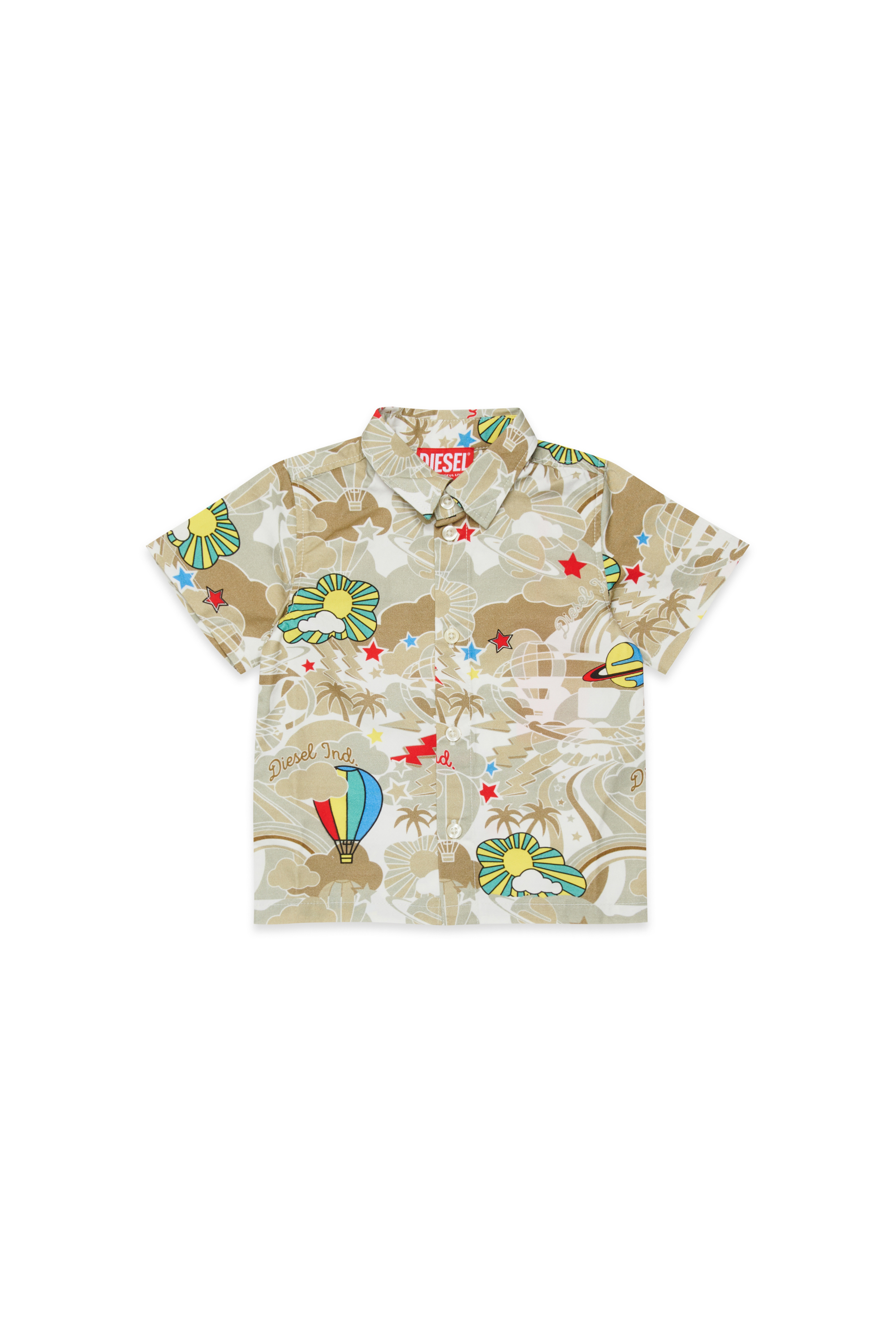 Diesel - CILYB, Man's Short-sleeve shirt with all-over print in Light Brown - 1