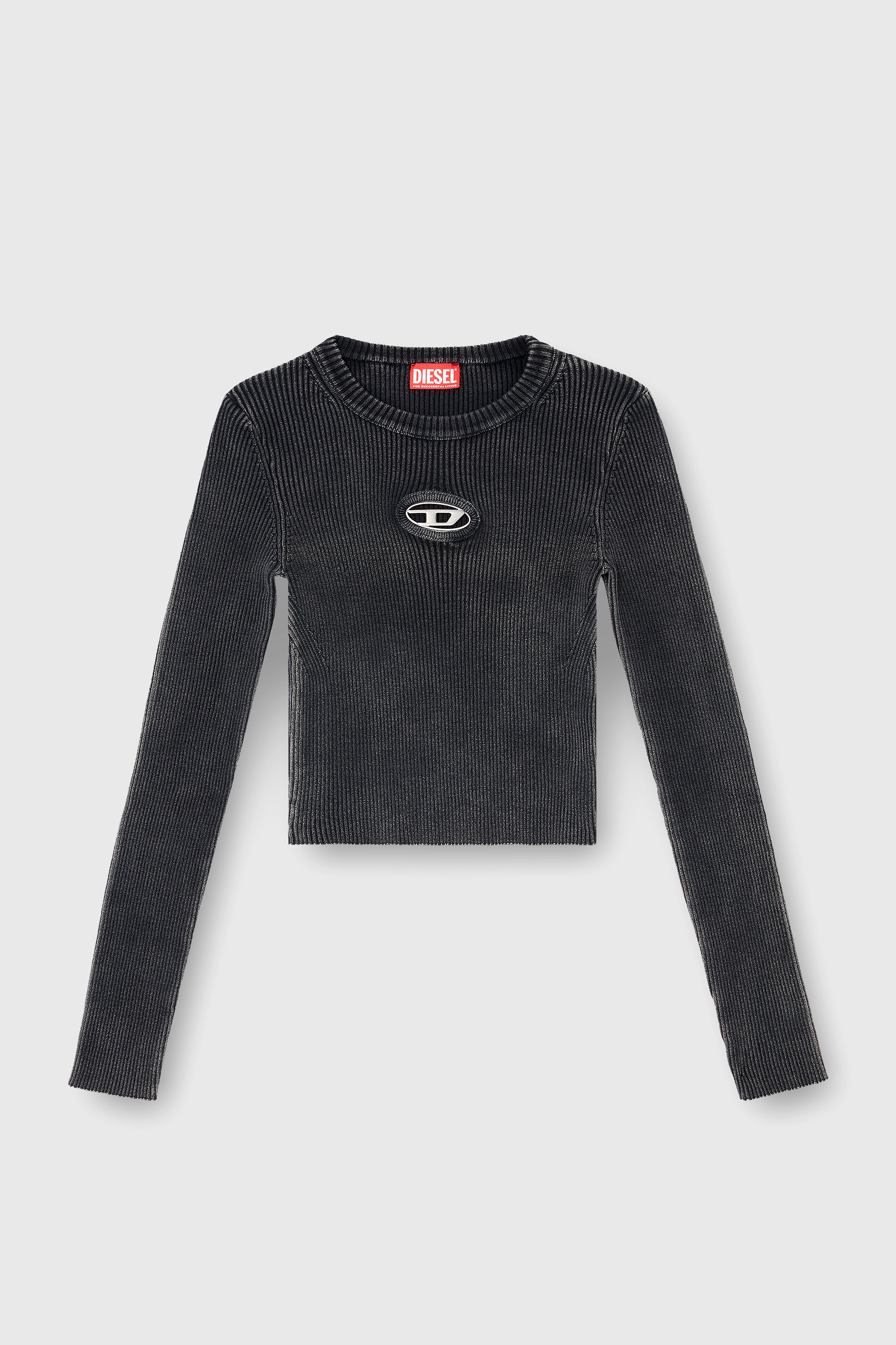 Diesel - M-ANCHOR-A, Woman's Cropped jumper with cut-out logo in Black - 2