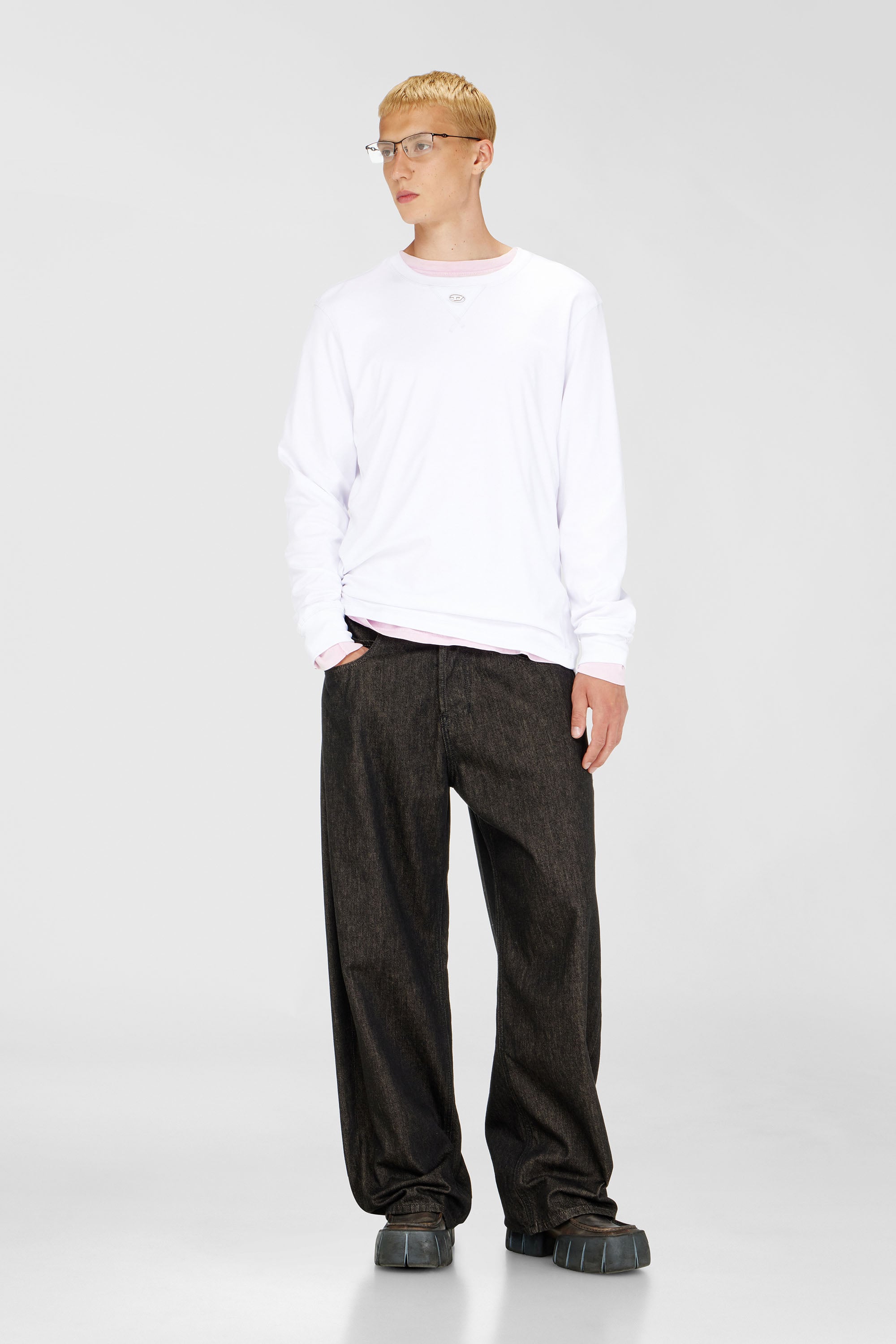 Cotton long-sleeve T-shirt with Oval D