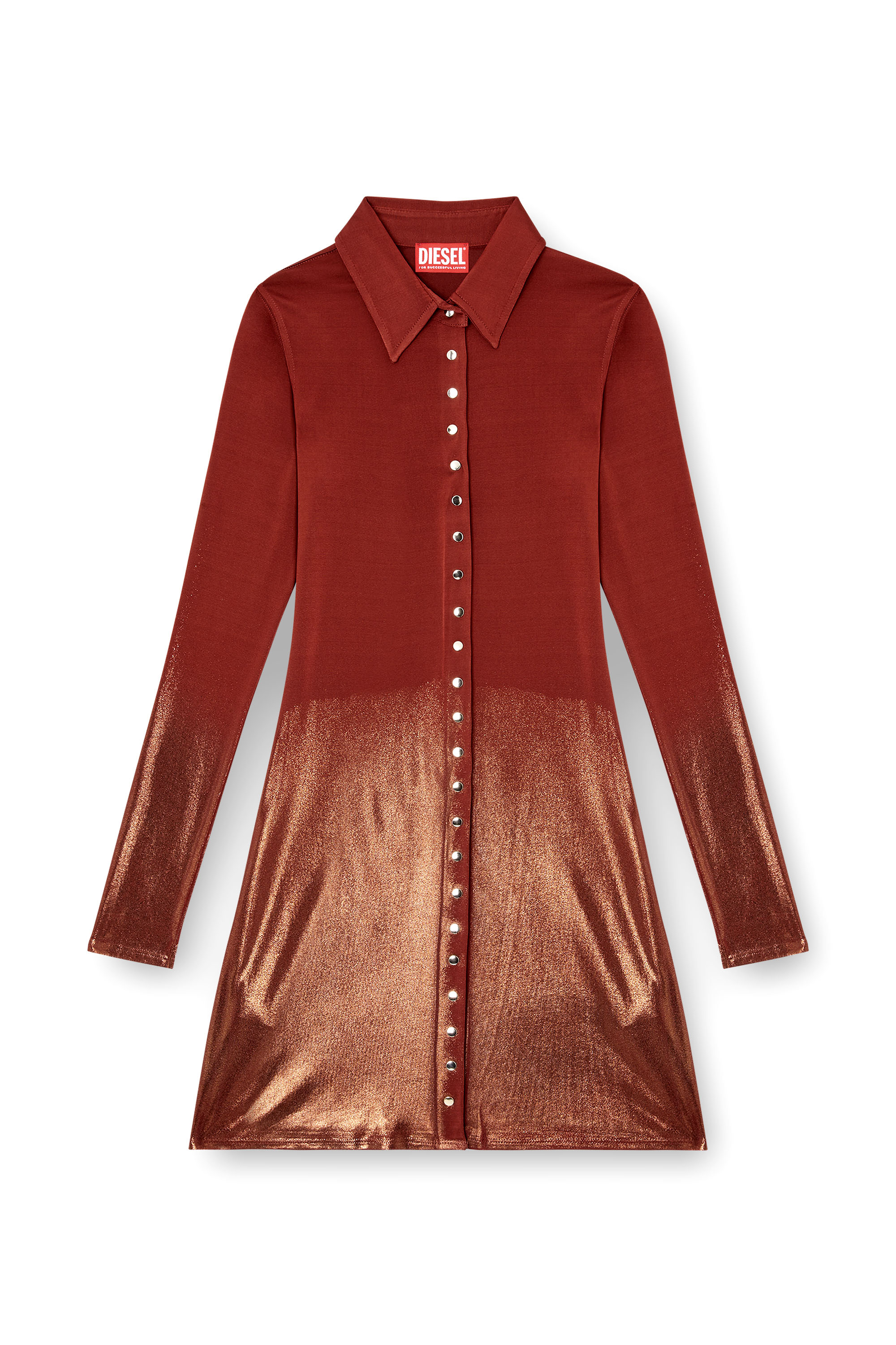 Diesel - D-POL, Woman's Polo mini dress with front buttons in Brown - 2