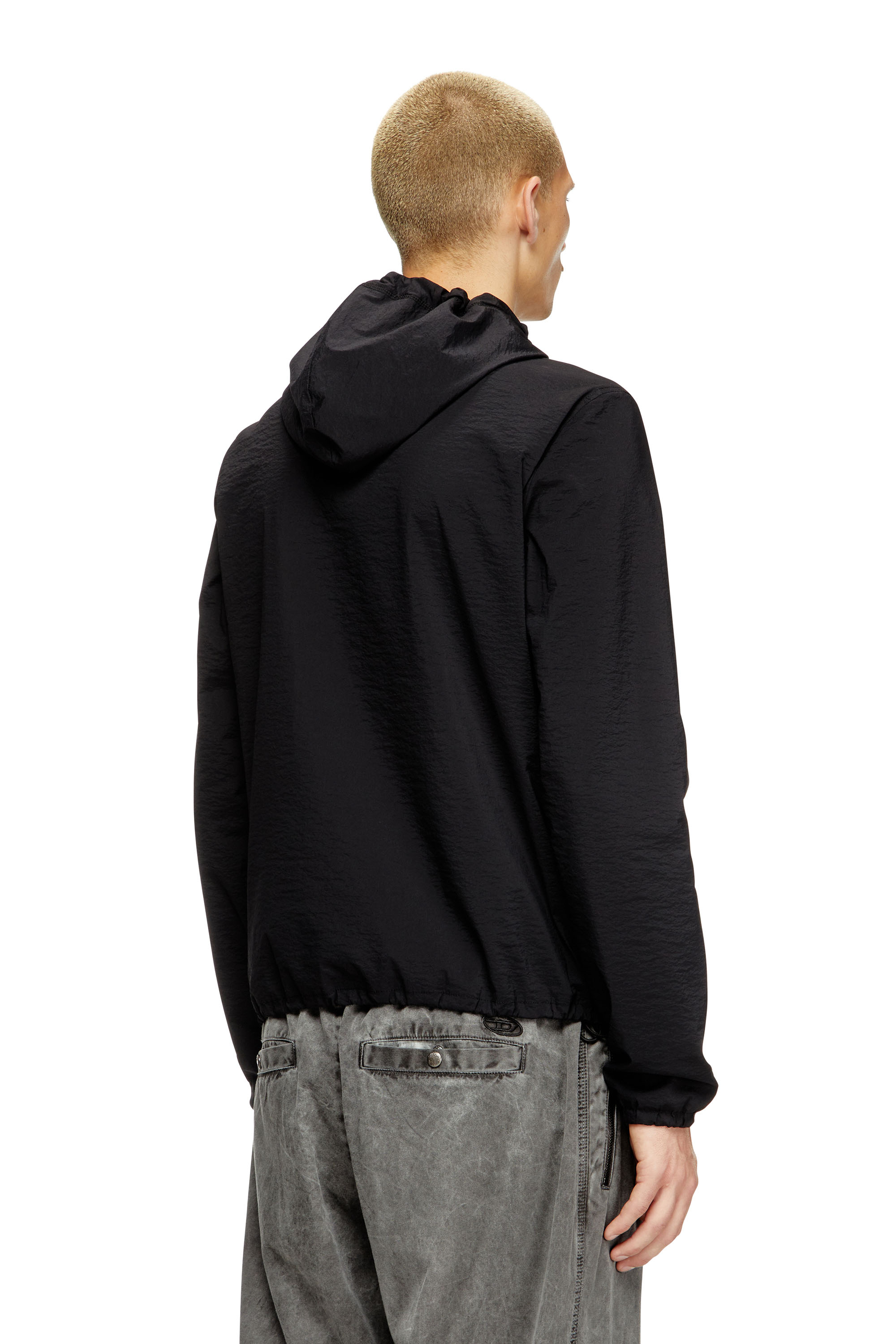 Diesel - J-ANDREW, Man's Nylon jacket with outline logo in Black - 2