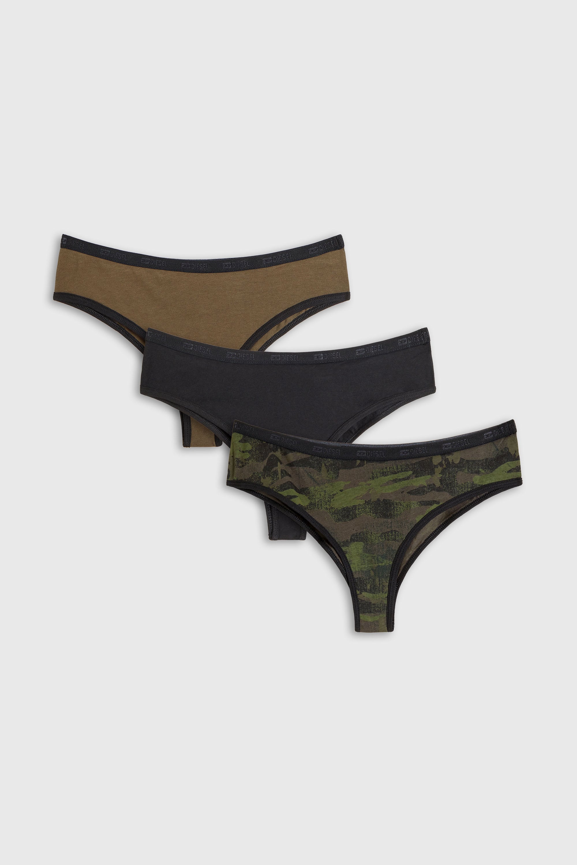 Diesel - GLENDA-UTLT-3PACK, Woman's Three-pack briefs with camo print in Military Green - 2