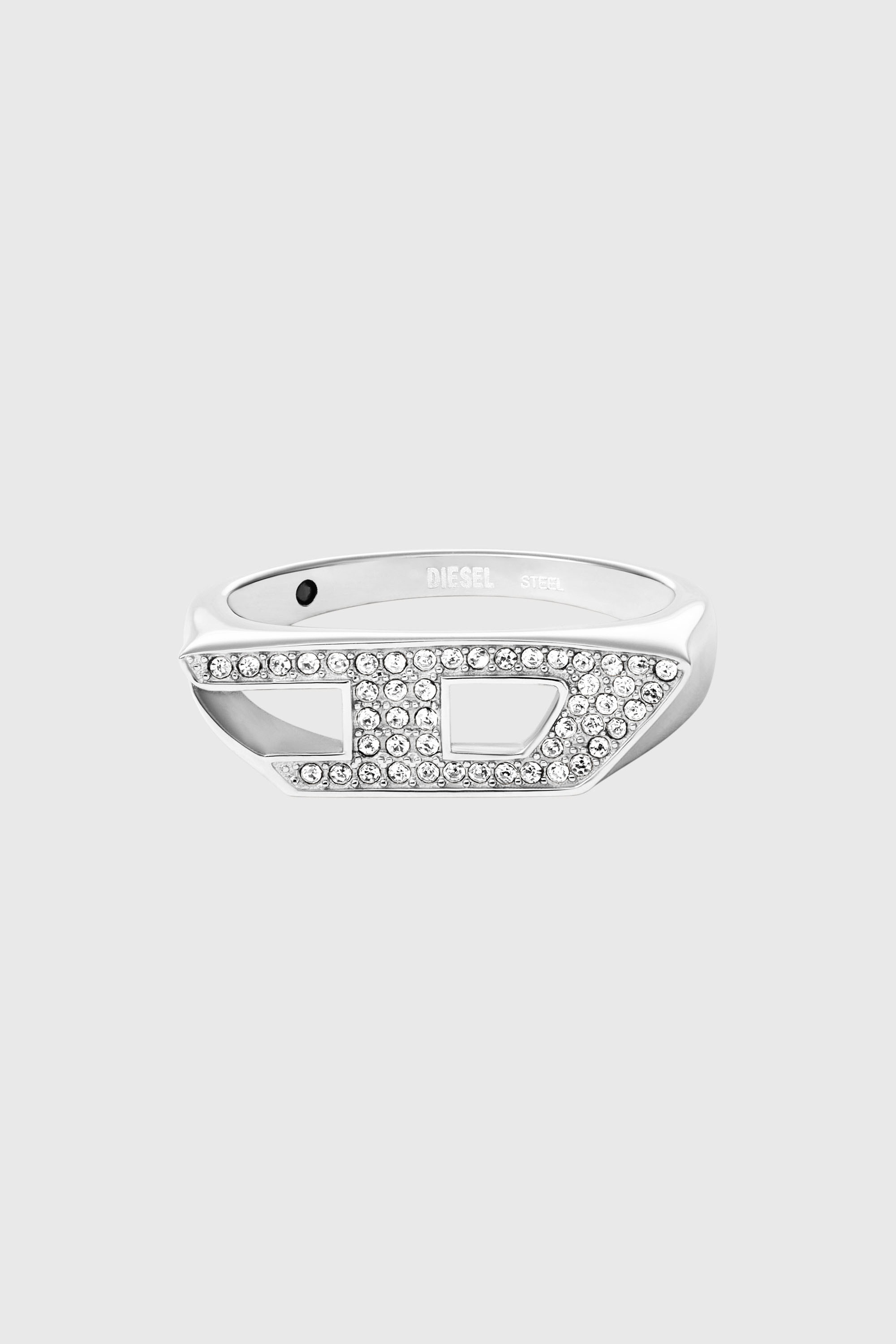 Diesel - DX1629040 JEWELLERY, Unisex's Stainless steel glitz signet ring in Silver - 2