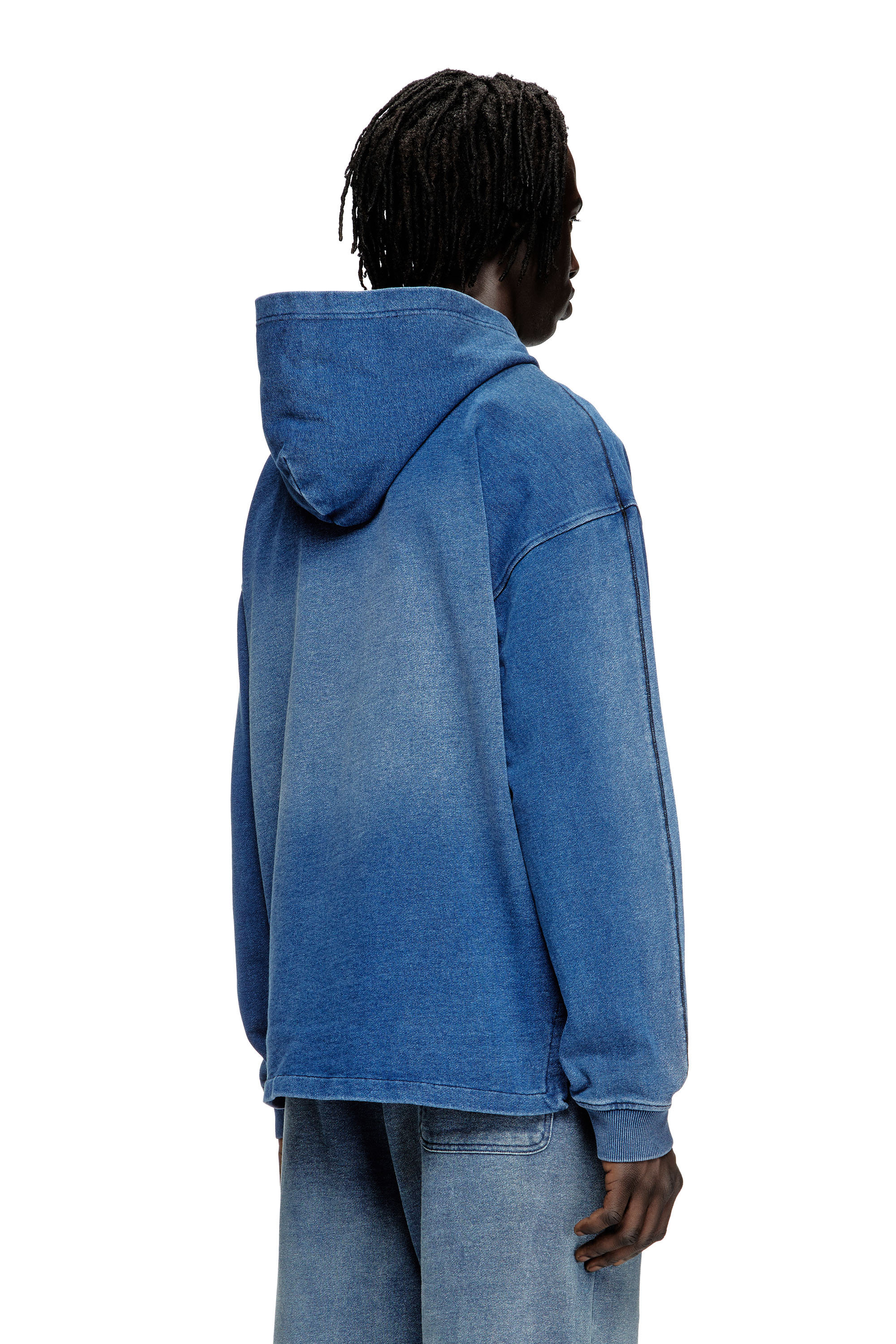Diesel - S-BLAXT-HOOD-ZIP-NEW, Man's Hoodie in denim-look jersey in null - 4