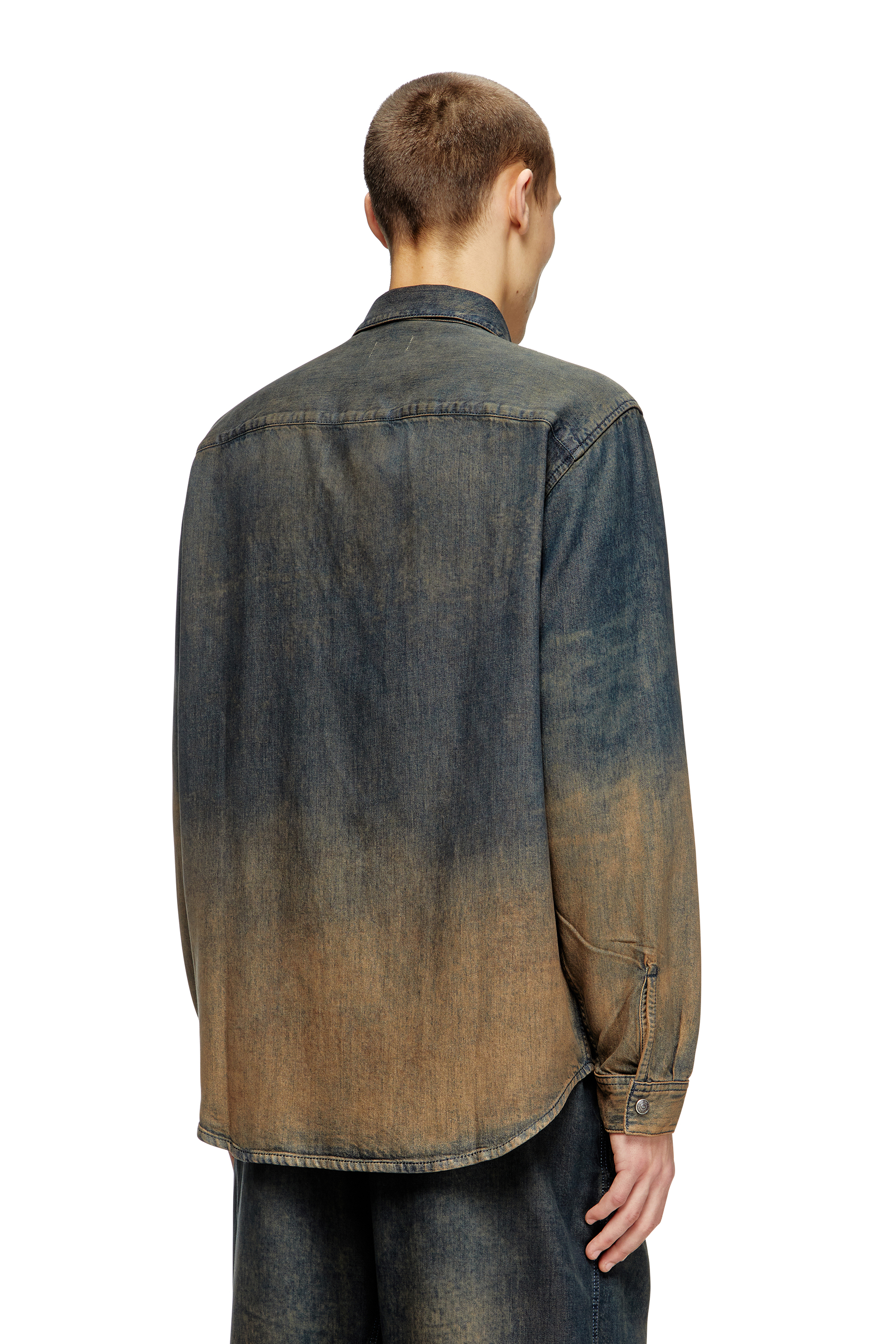 D-SIMPLY-S8, Dark Blue Diesel - D-SIMPLY-S8, Man's Shirt in fluid shaded denim in Dark Blue - 4